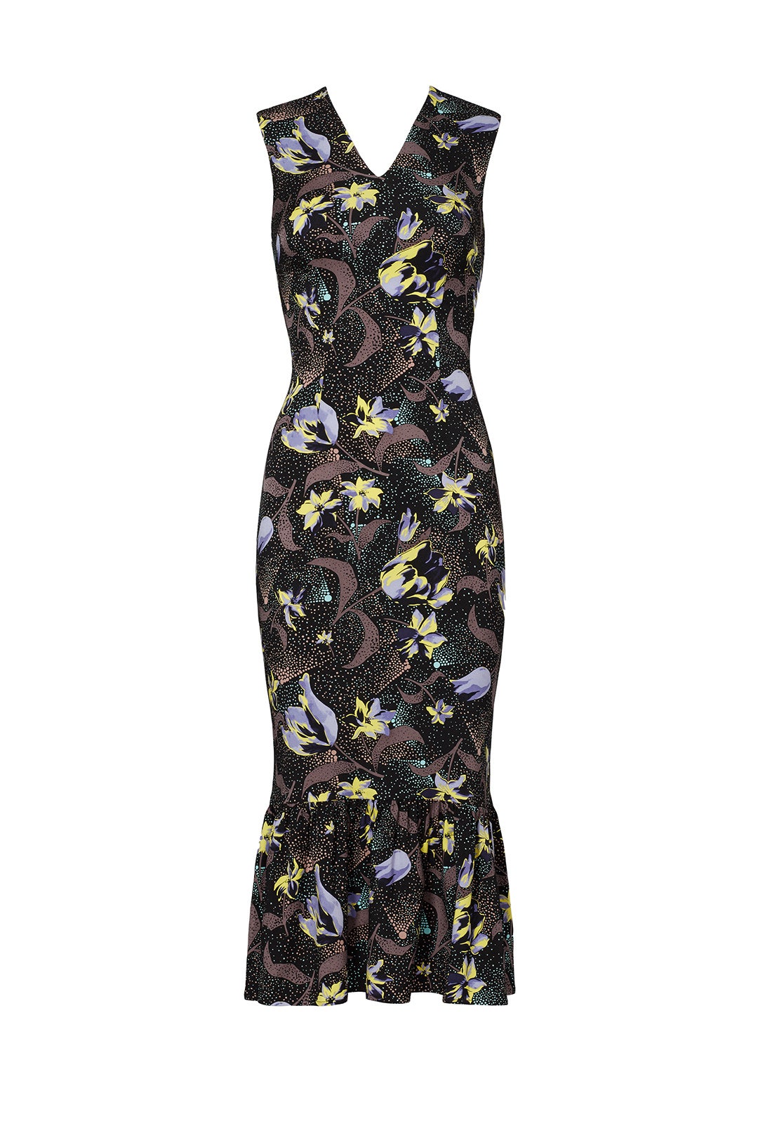 Floral Ruffle Hem Sheath by Suno