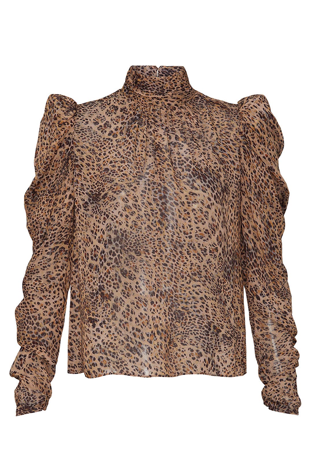 Sheer Leopard Puff Sleeve Top by ML Monique Lhuillier