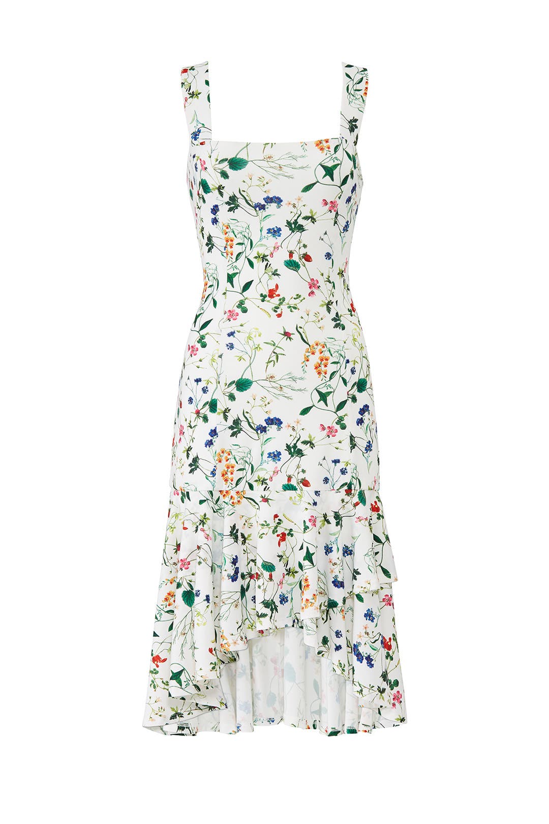 Ivory Floral Flutter Hem Dress by Alexia Admor for $41 | Rent the Runway