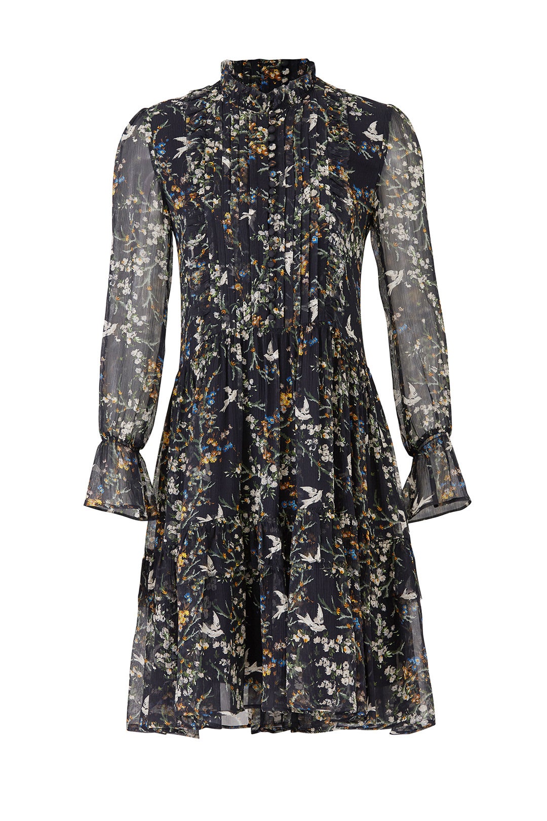 Navy Bird Printed Dress by The Kooples 3
