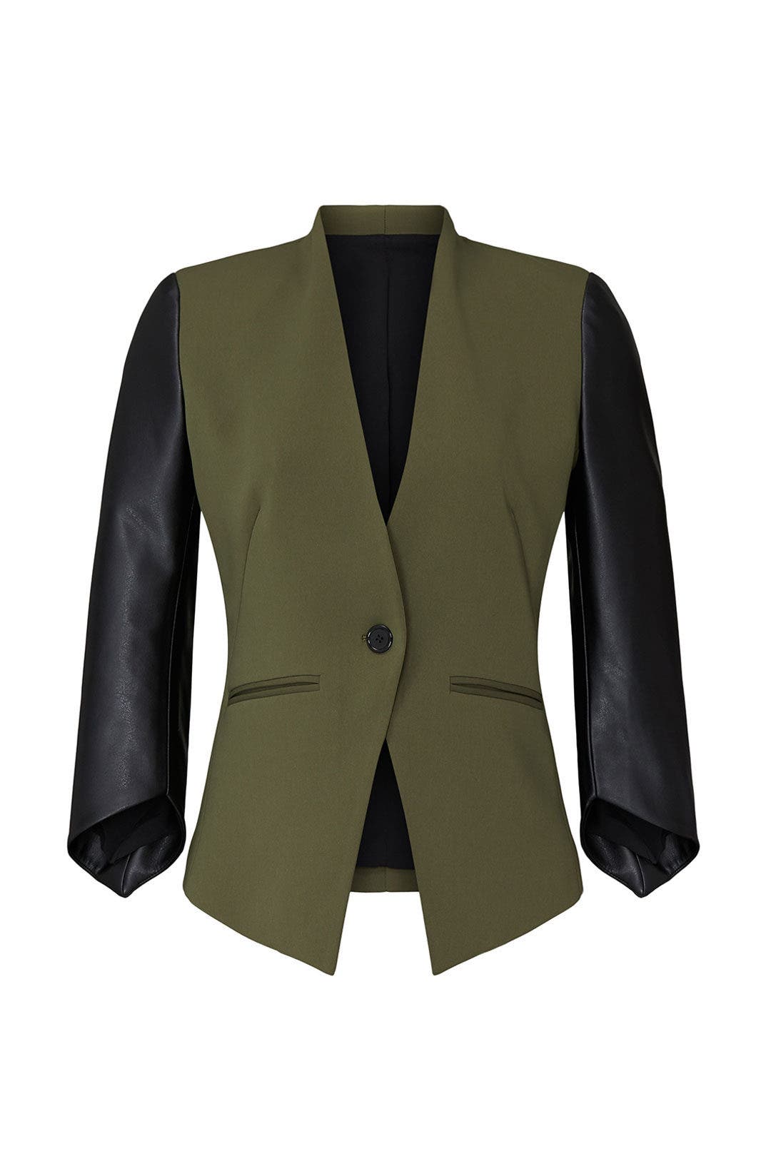 Faux Leather Sleeve Blazer by Slate & Willow 4