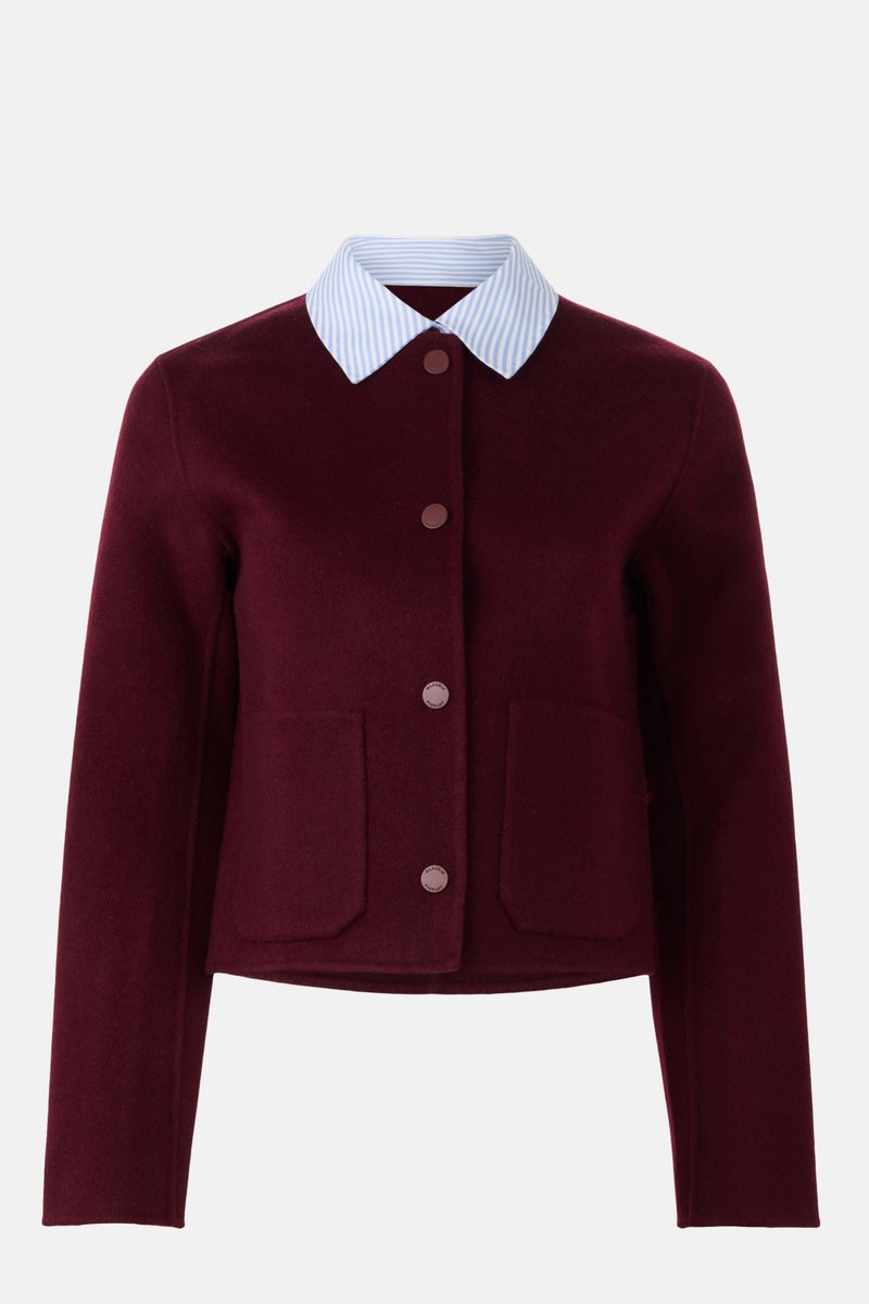 Burgundy Striped Collar Jacket by Claudie Pierlot - Photo 4