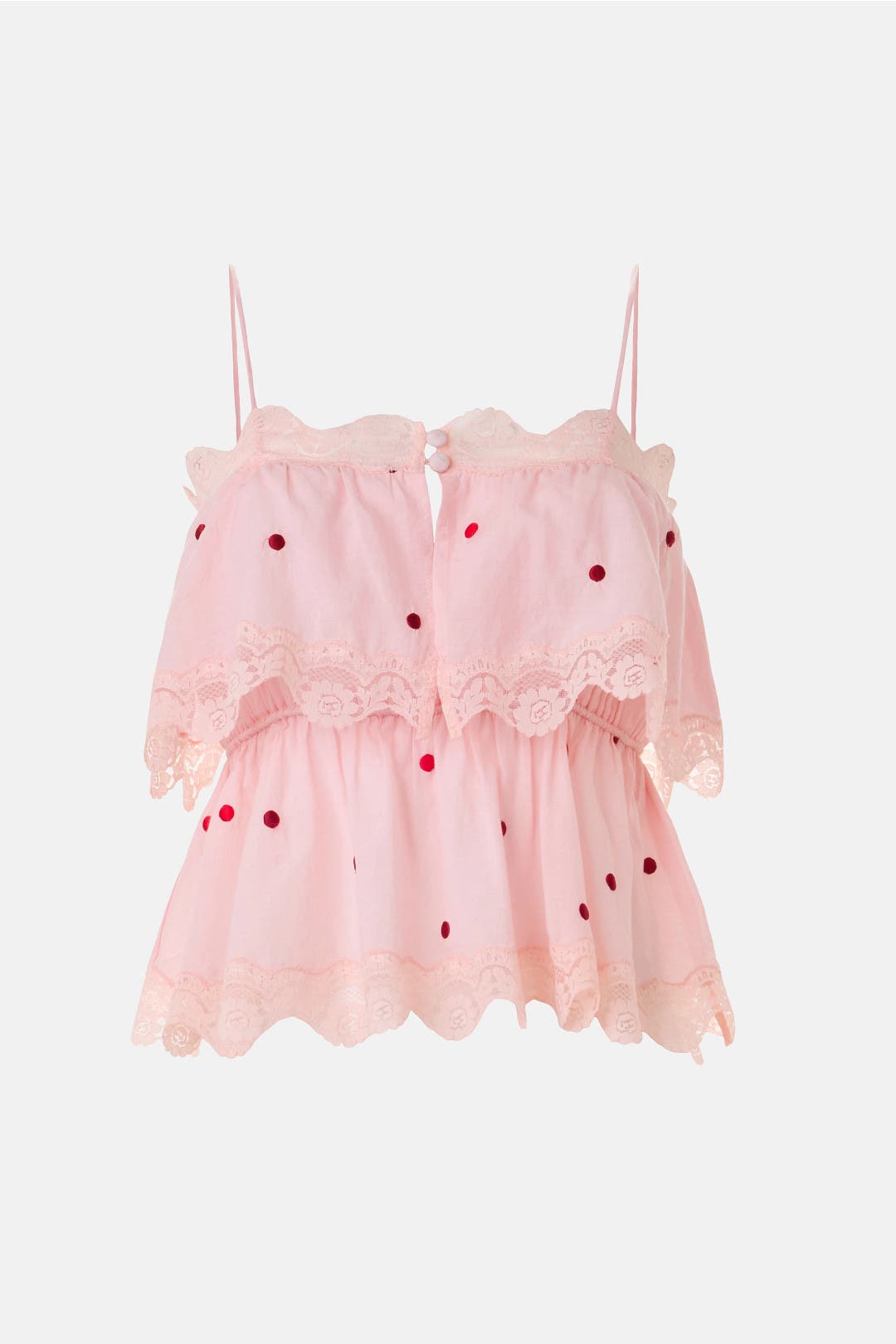 Polka Dot Embroidered Ruffle Top by RAHI | Rent the Runway