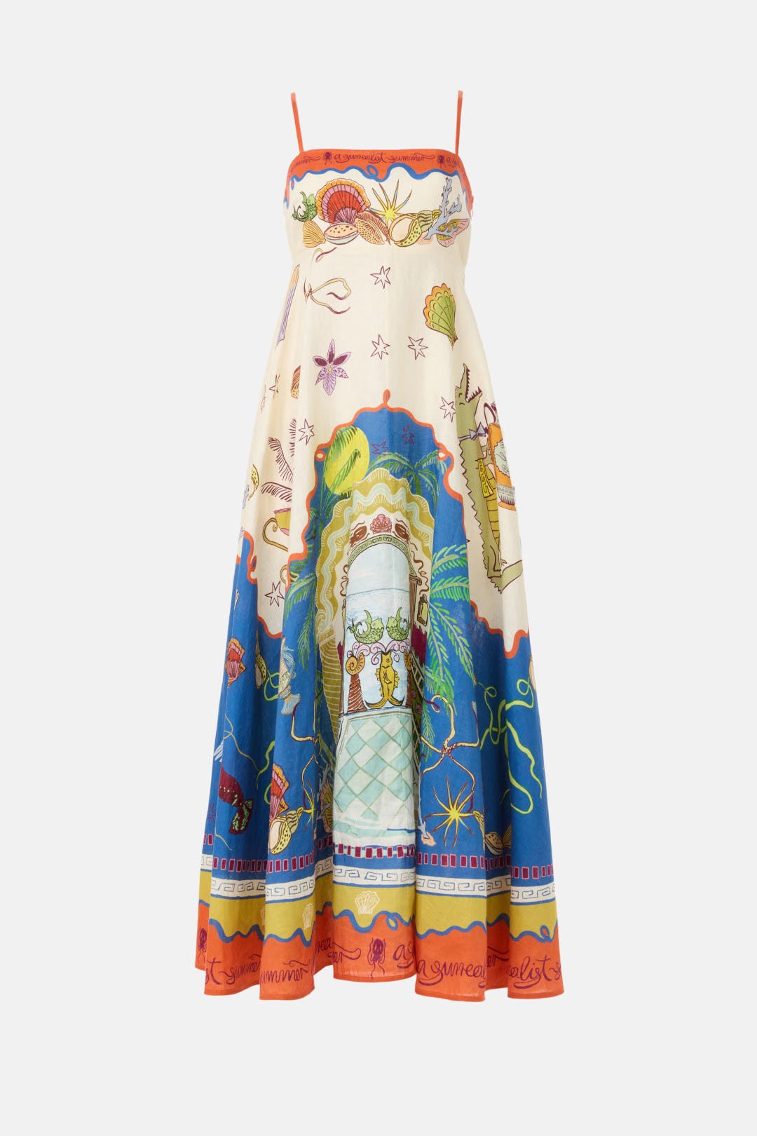 ALEMAIS ★ Surrealist Summer Sleeveless Linen Midi Sundress SURREALIST SUMMER SUNDRESS – ALEMAIS US