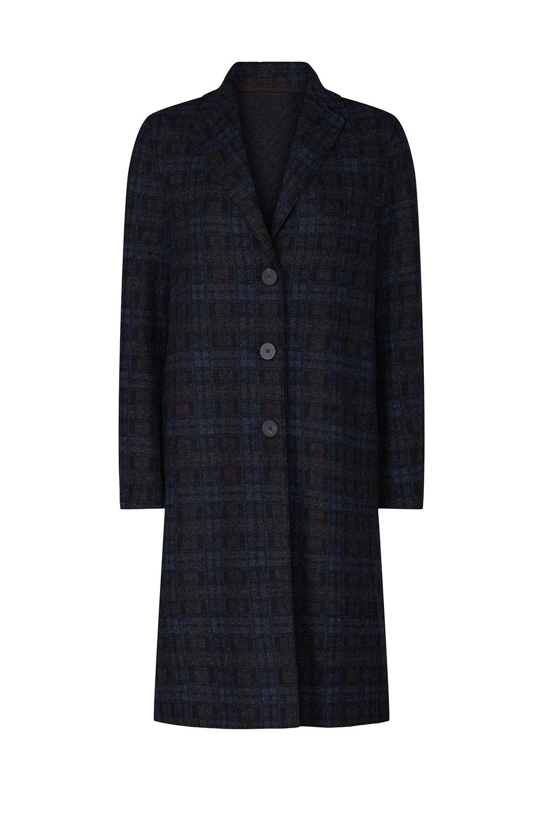 Navy Plaid Wool Coat by Harris Wharf London 4