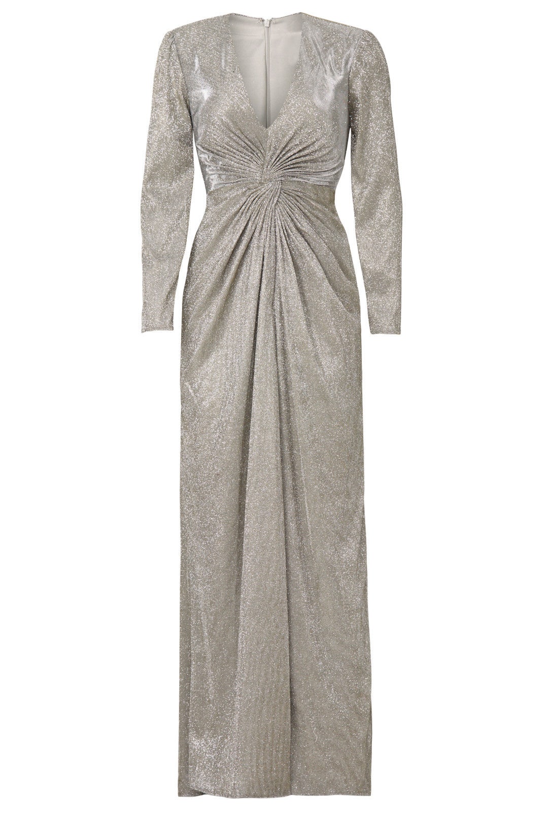 Silver Sequin V-neck Gown by Ieena for Mac Duggal 4