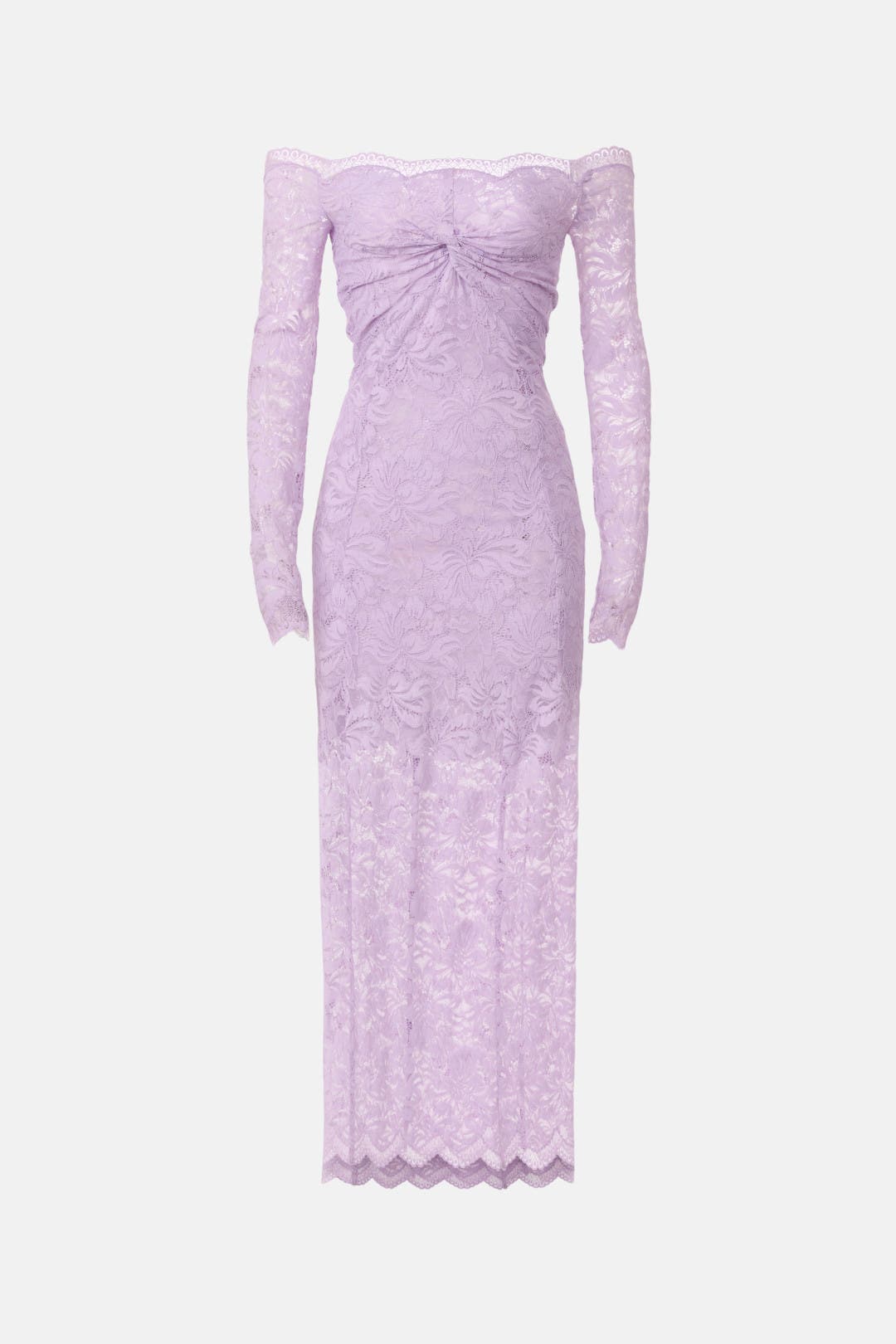 ワンピース RABANNE LAMINATED LACE OFF-THE-SHOULDER DRESS RABANNE Off-the-shoulder sequined stretch-lace maxi dress