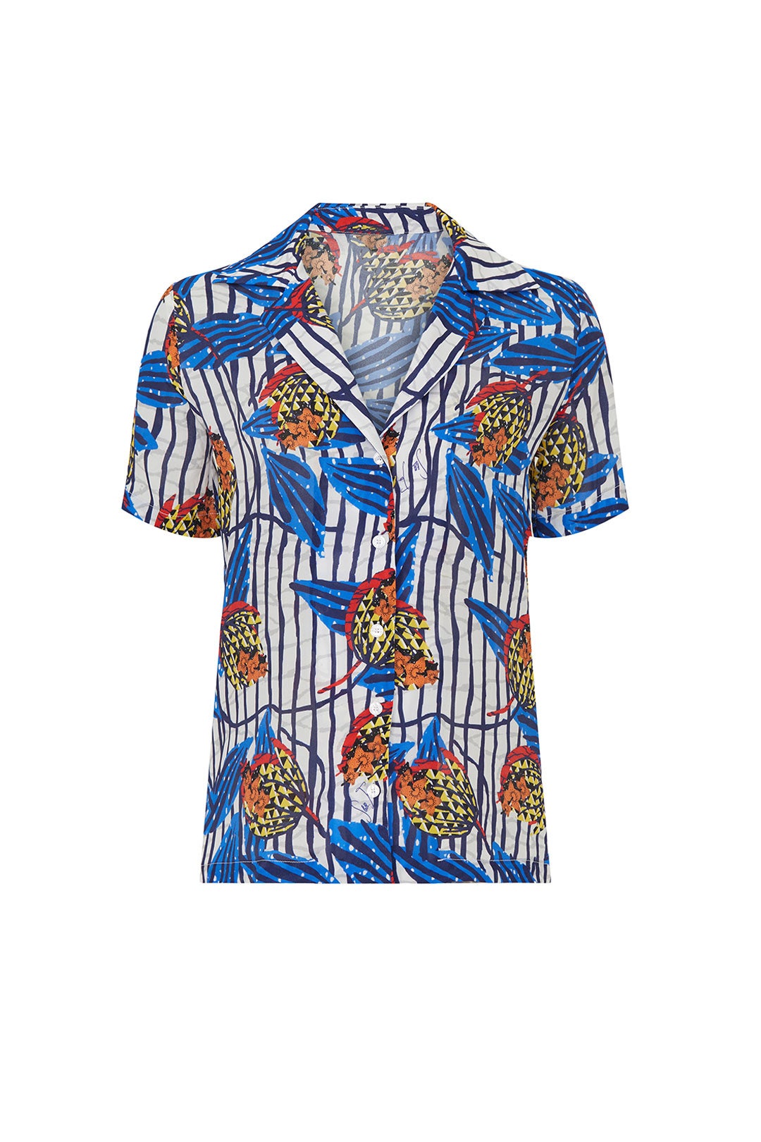 Blue Floral Camp Shirt by Stella Jean