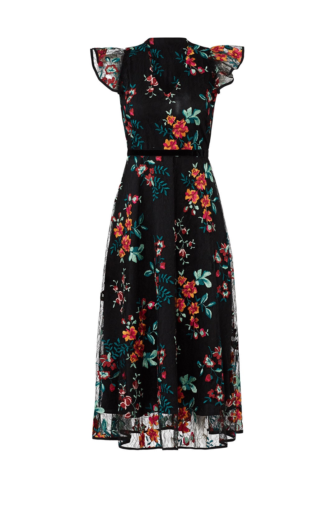 Black Floral Lace Dress by Hunter Bell