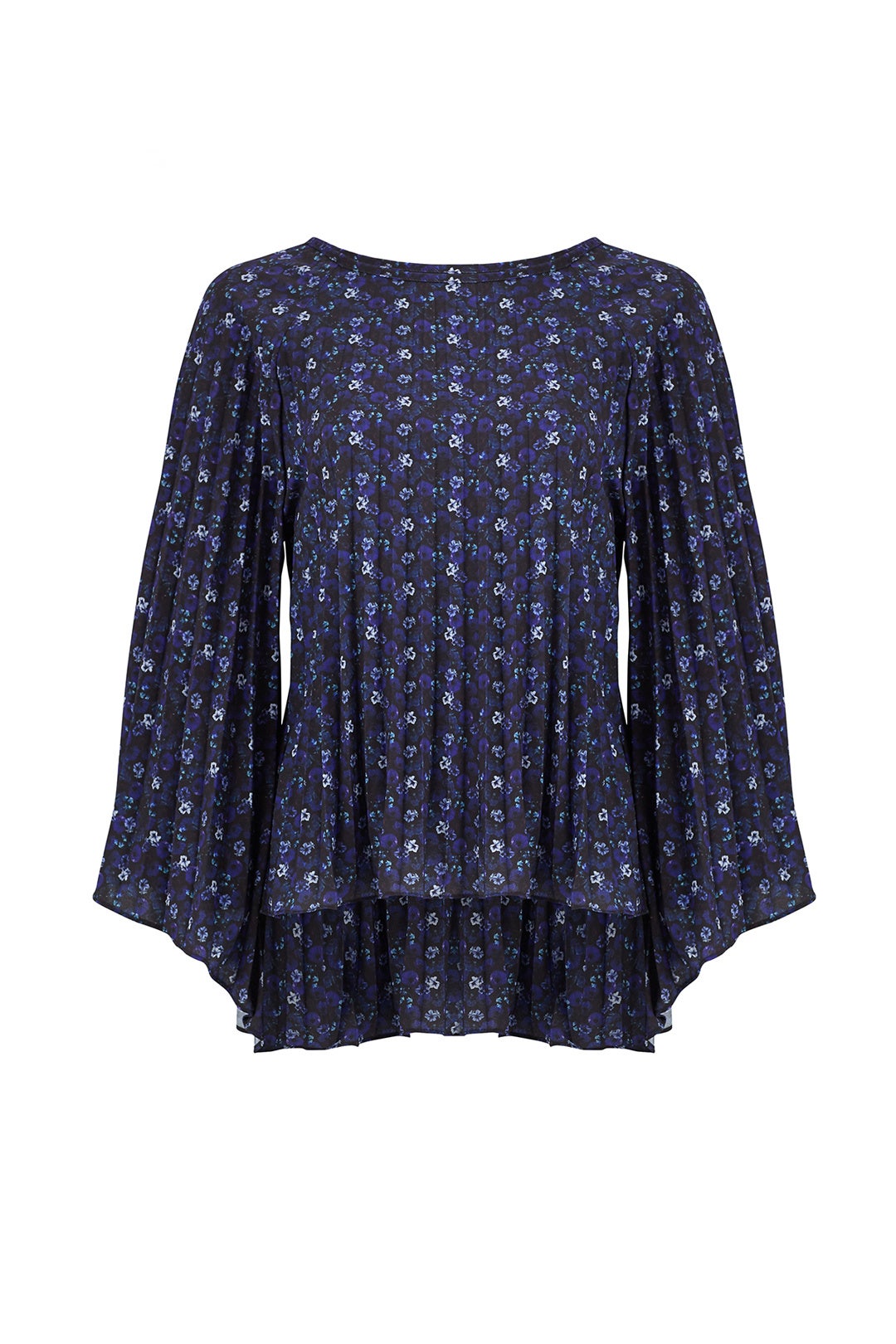 Mixed Blue Floral Top by Nicole Miller
