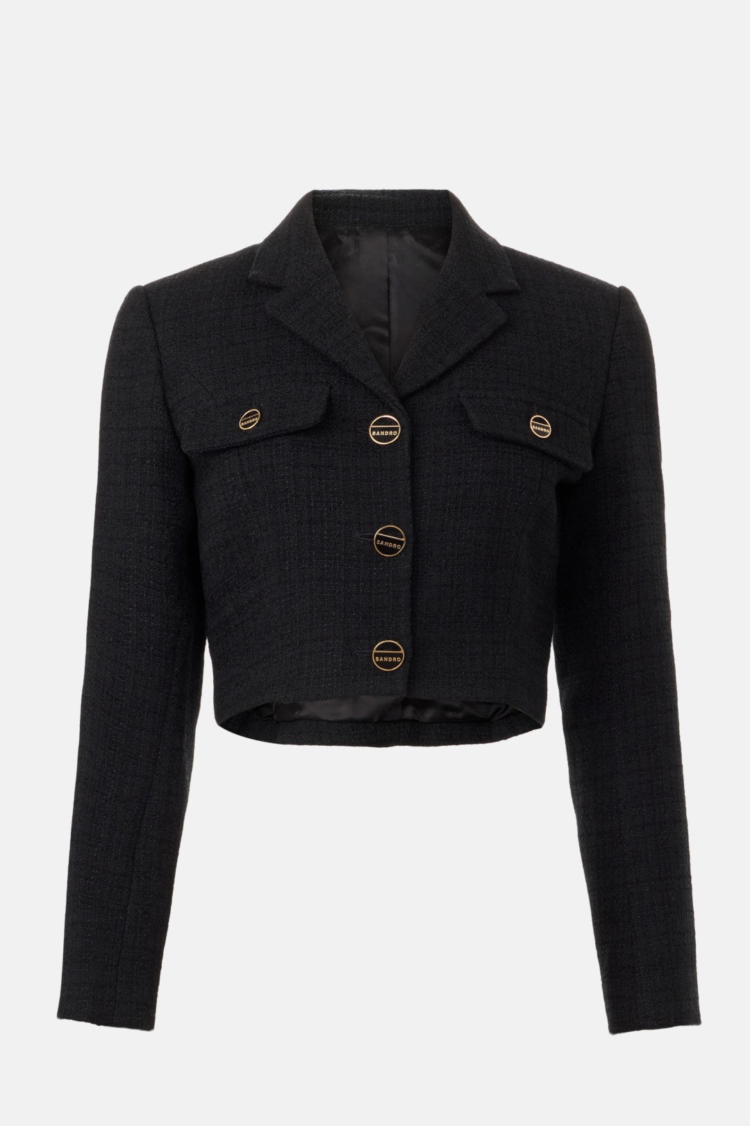Cropped Tweed Button Up Blazer by Sandro 4