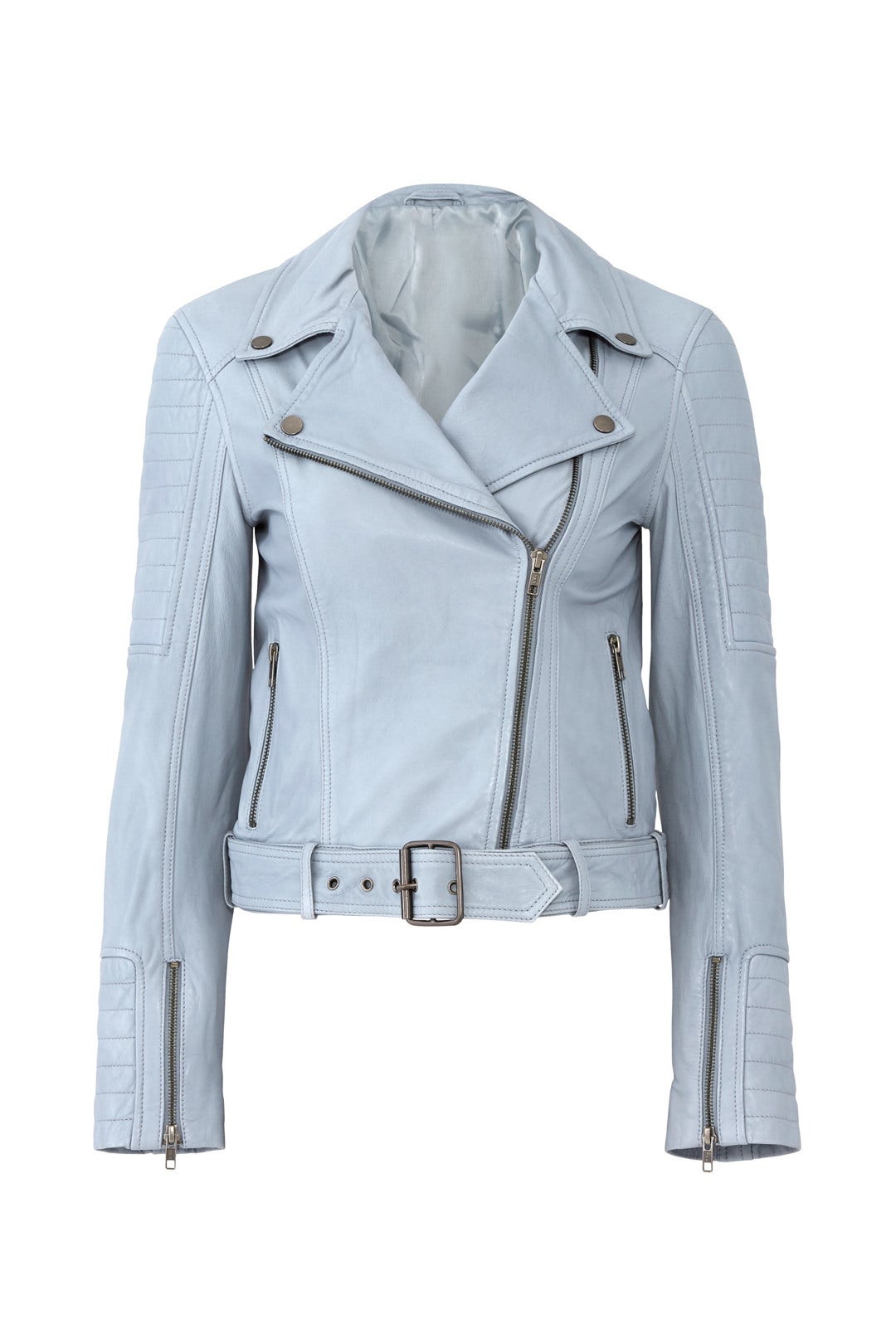 Blue Izadora Leather Jacket by cupcakes and cashmere