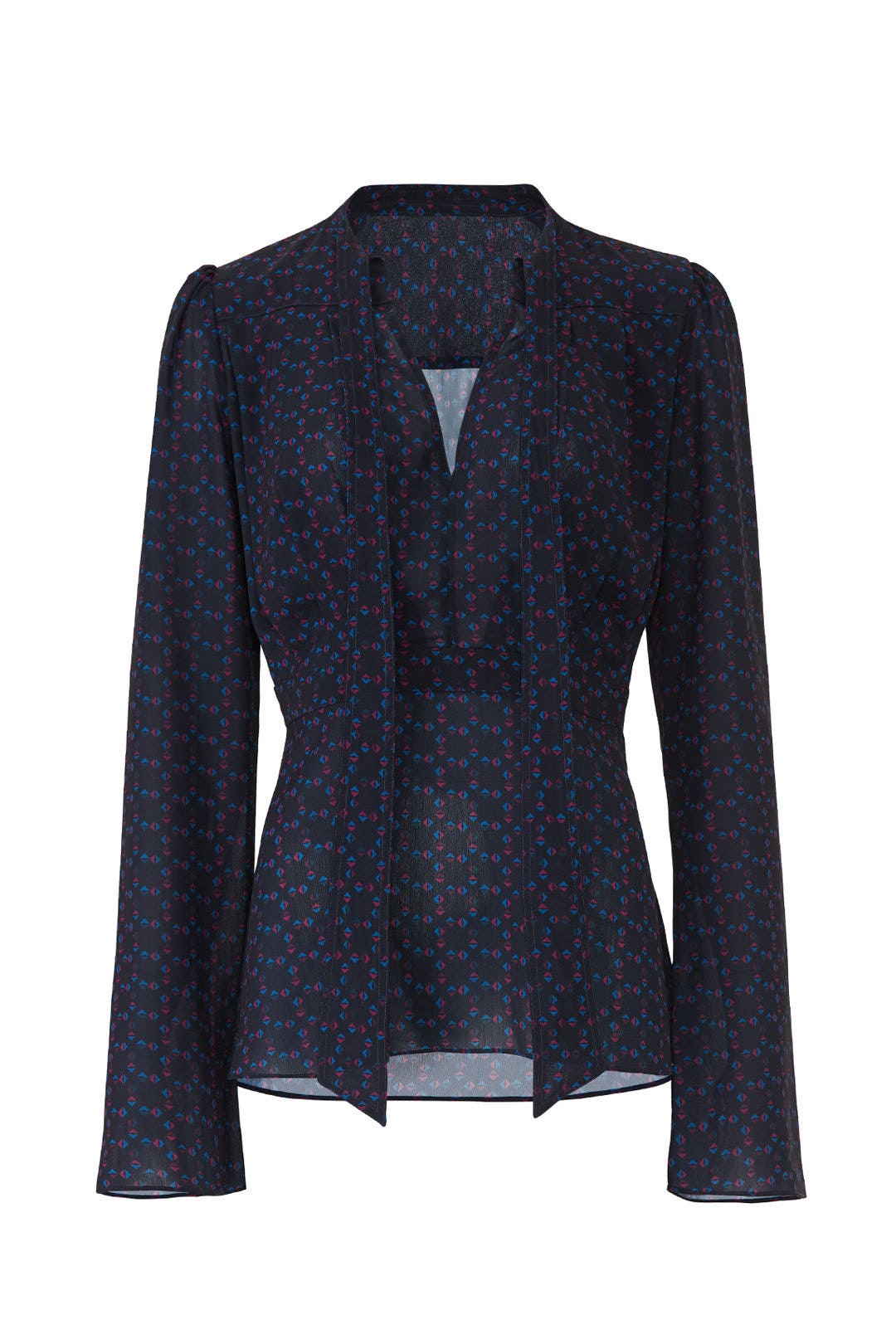 Blue Print Tie Neck Blouse by Derek Lam 10 Crosby x RTR
