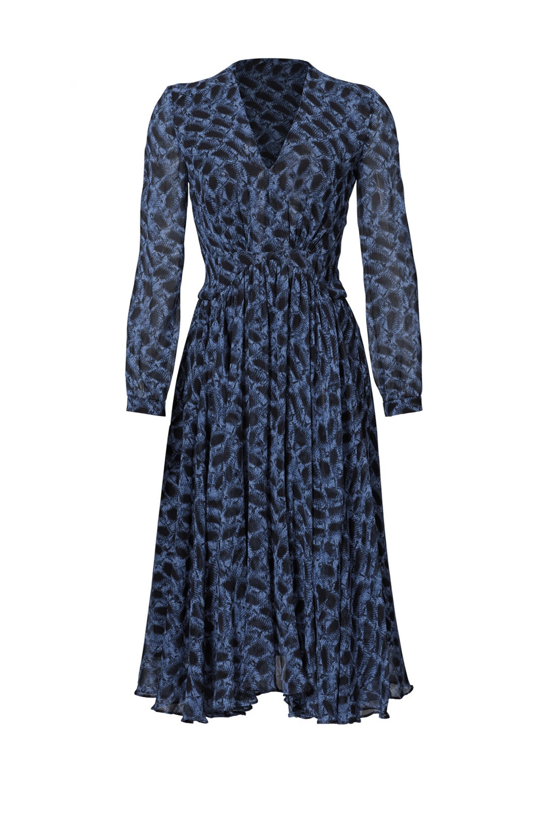 Blue Graphic Printed Midi Dress by DEREK LAM