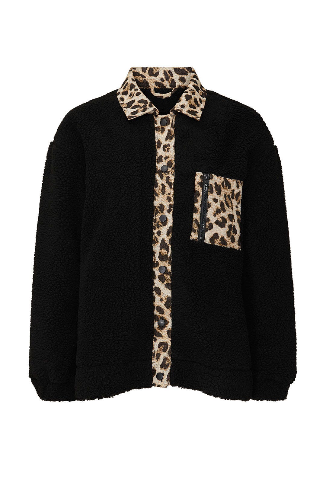 Leopard Trim Faux Sherpa Jacket by Louna 4