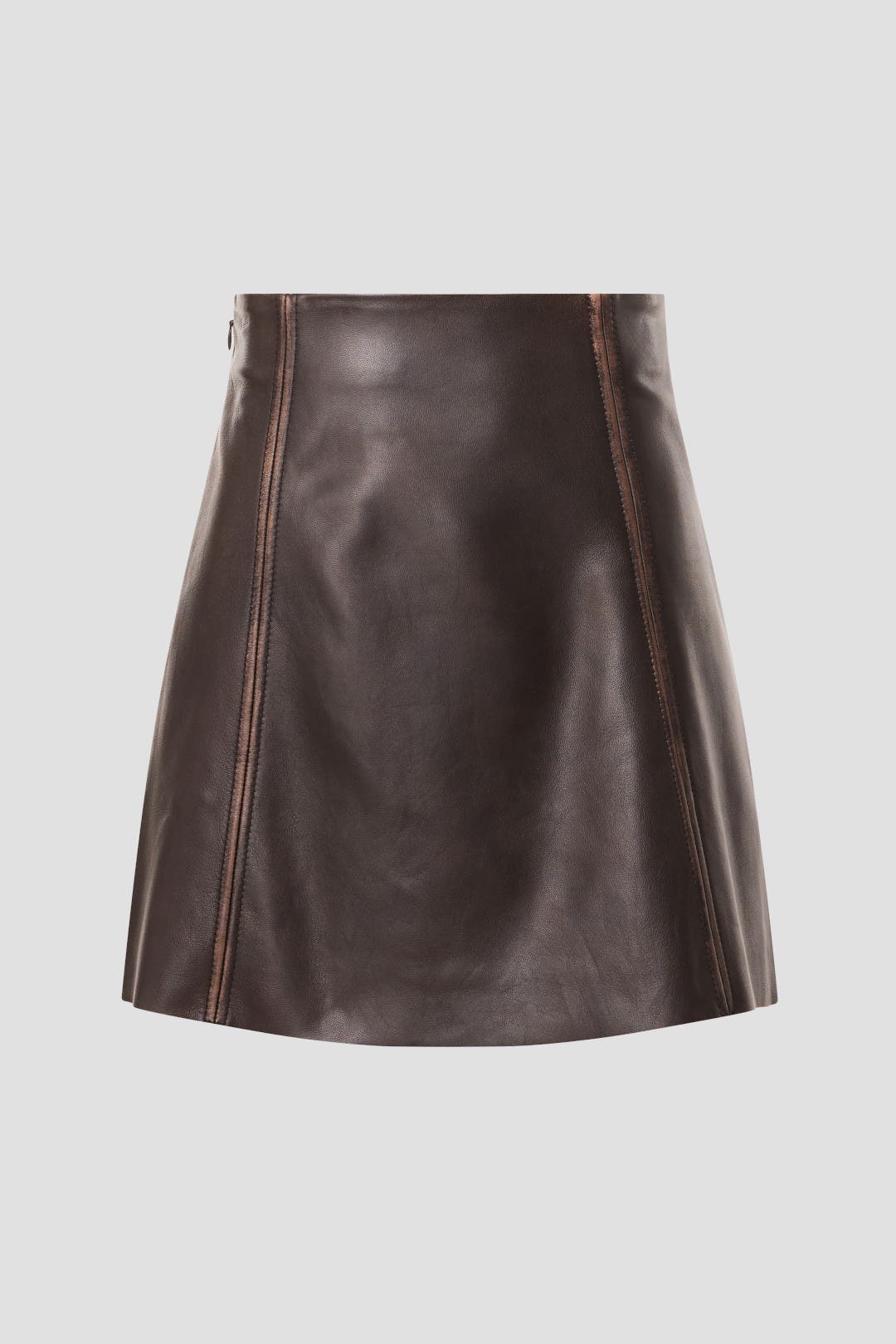 【PARTIMENTO】WASHED LEATHER WRAP MINI SKIRT Pebbled Leather Mini Skirt - Wine Red | Manière De Voir USA