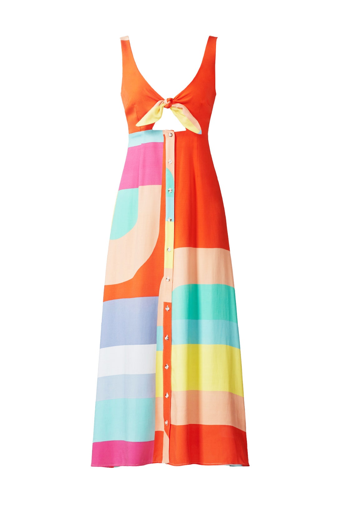 Colorblock Tie Midi Dress by Mara Hoffman