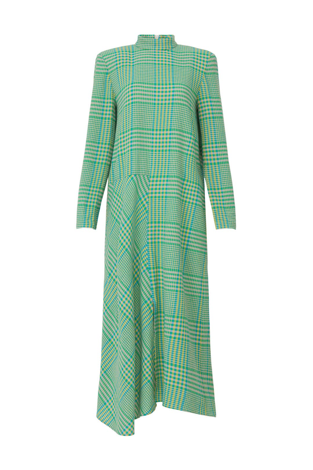 Sterling Plaid Gauze Mockneck Dress by Tibi for $155 | Rent the Runway