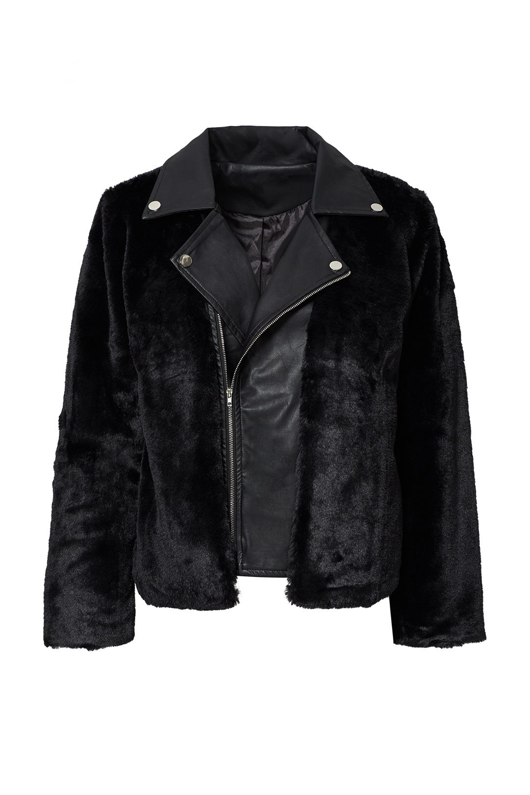 Black Faux Fur Leather Jacket by Endless Rose 3