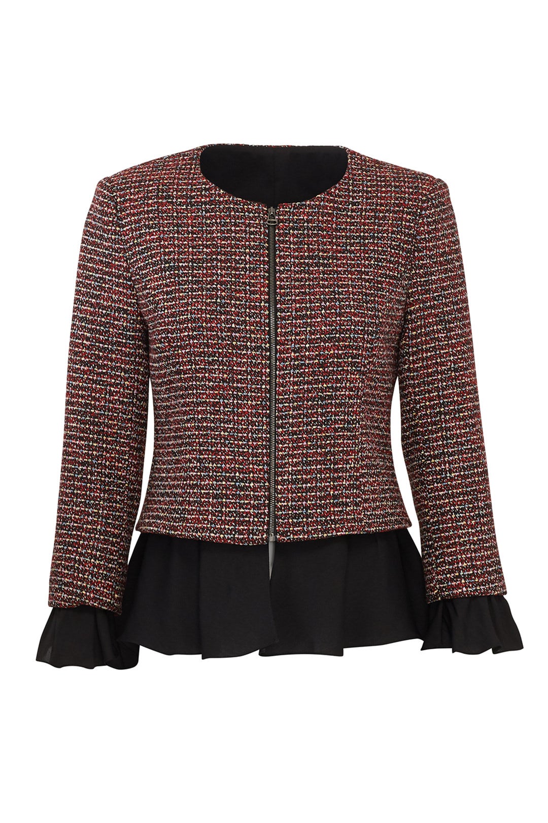 Ruffle Trim Tweed Jacket by Slate & Willow 3