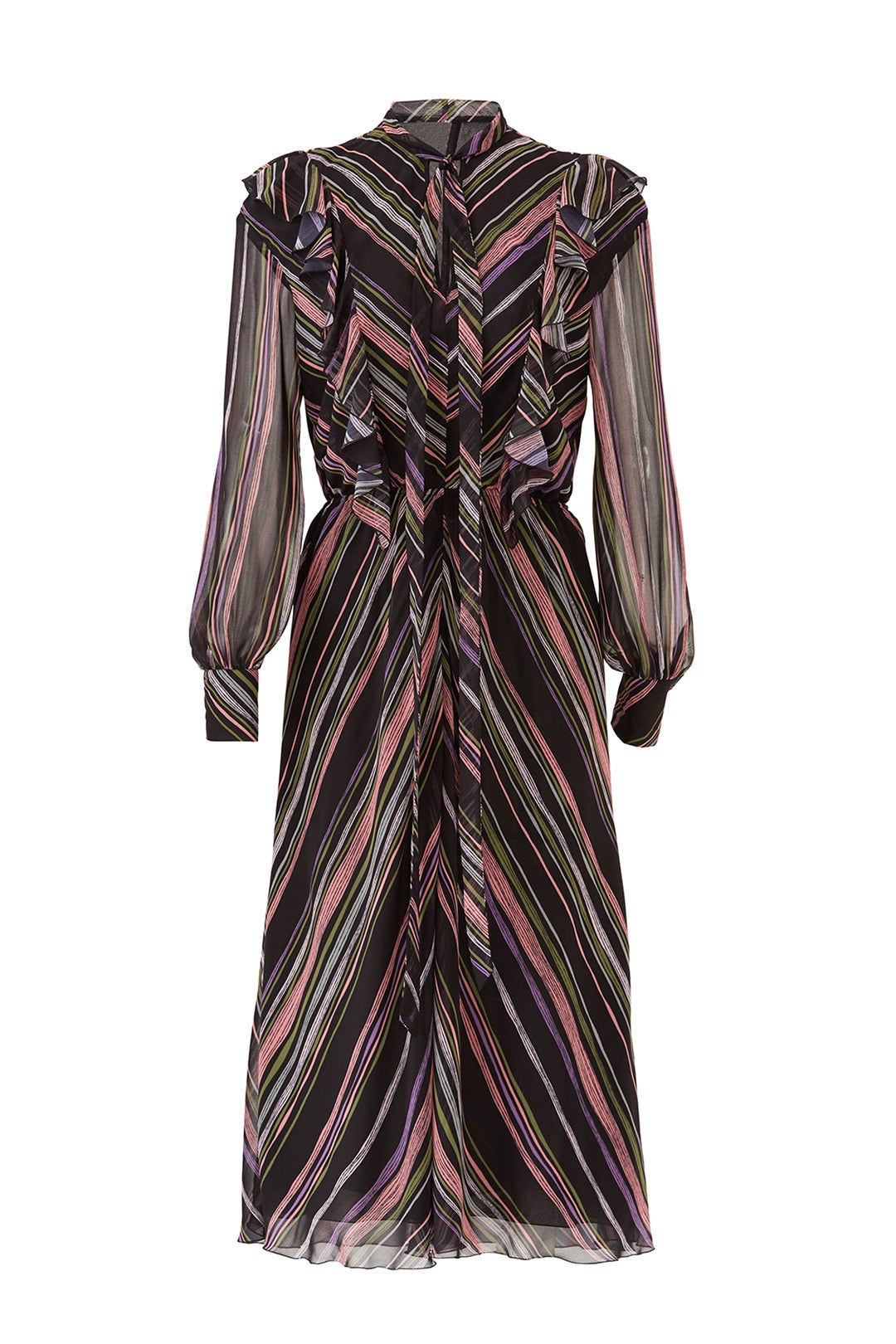 Black Stripe Ruffle Dress by Giamba 3