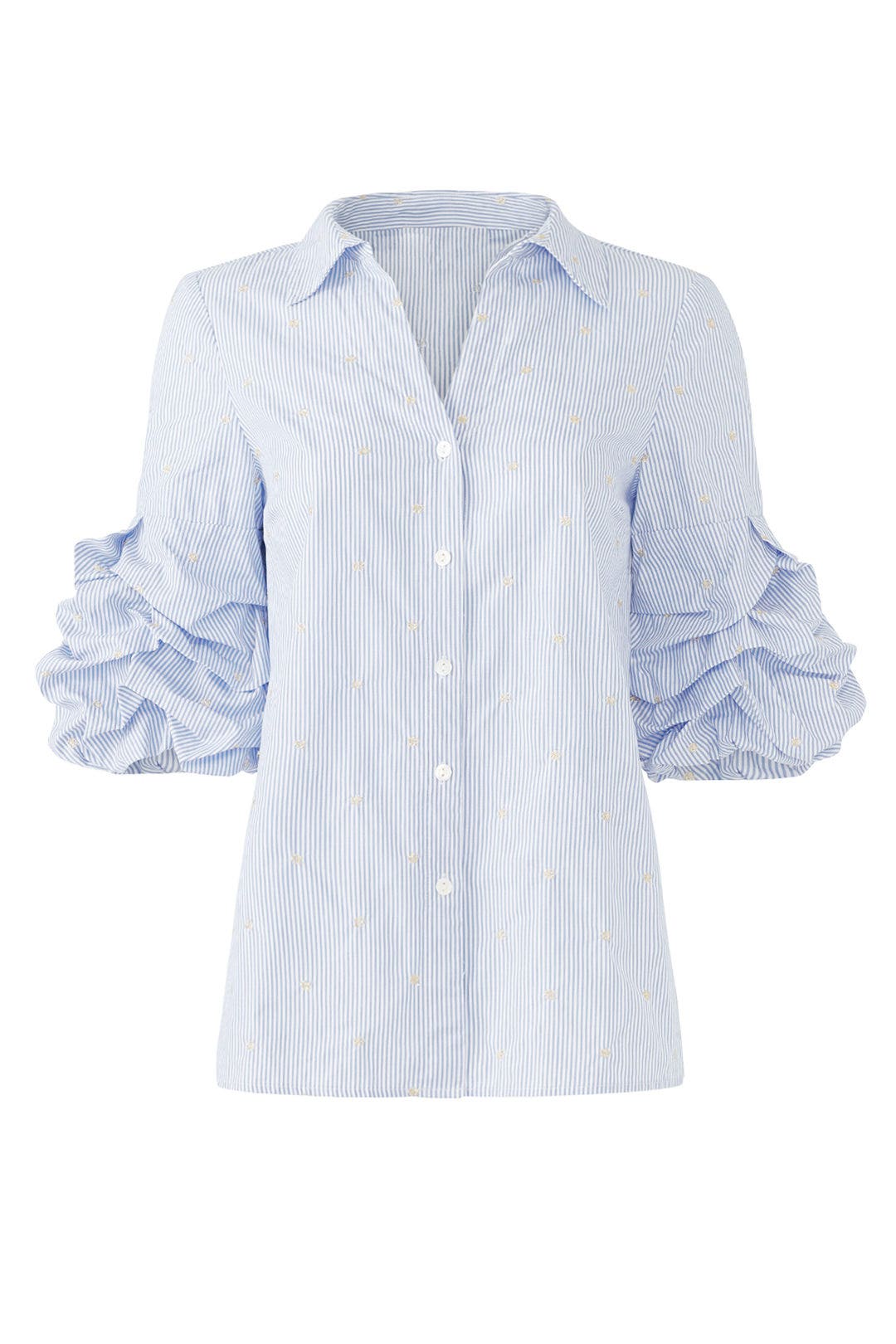 Ruffle Sleeve Button Down by Badgley Mischka