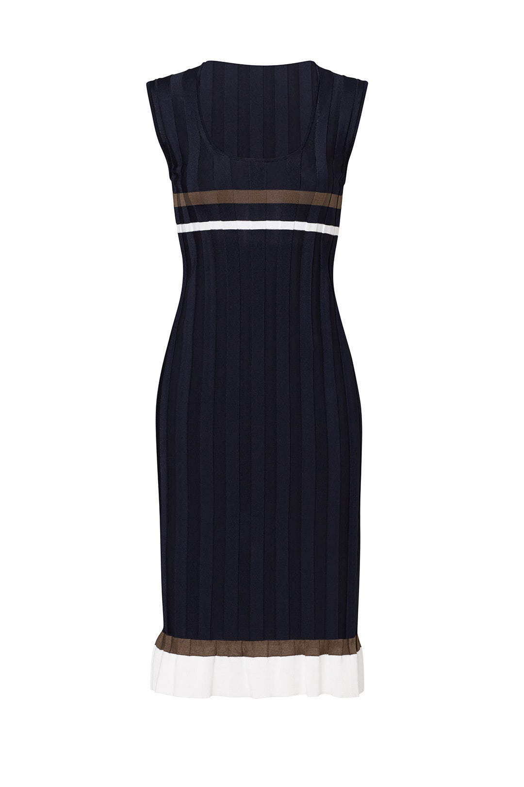 Navy Ribbed Ruffle Dress by Nina Ricci | Rent the Runway