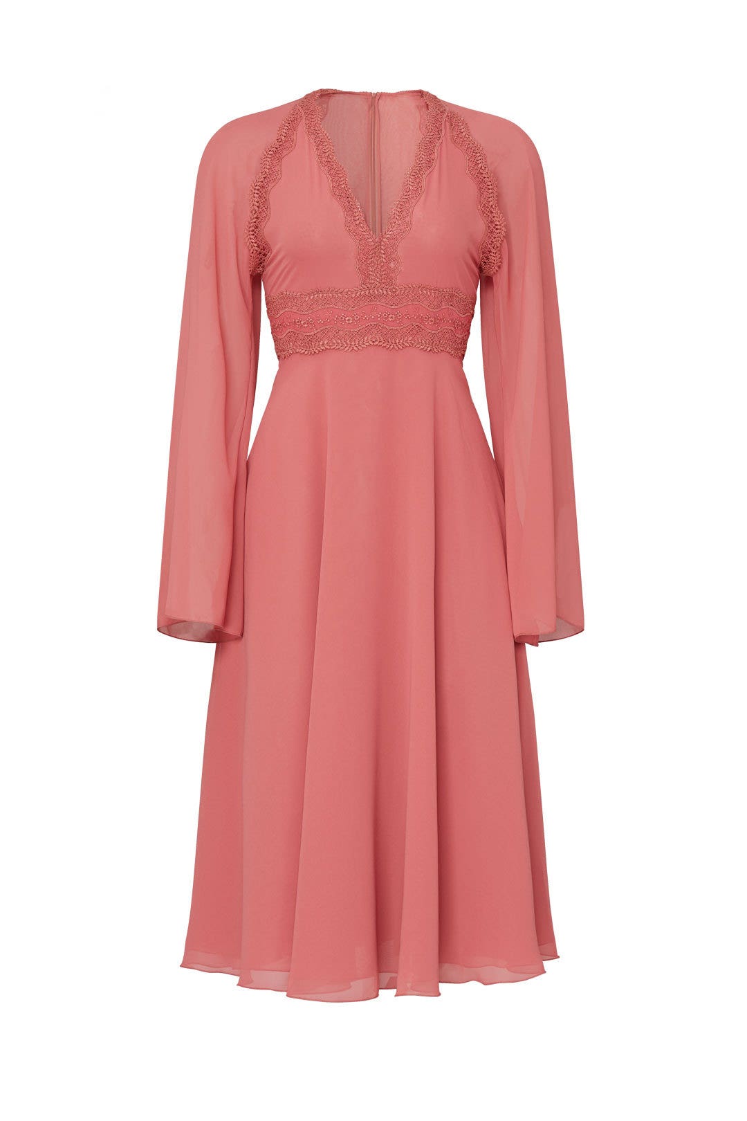 Pink Lace Long Sleeve V-Neck Dress by Giamba 4
