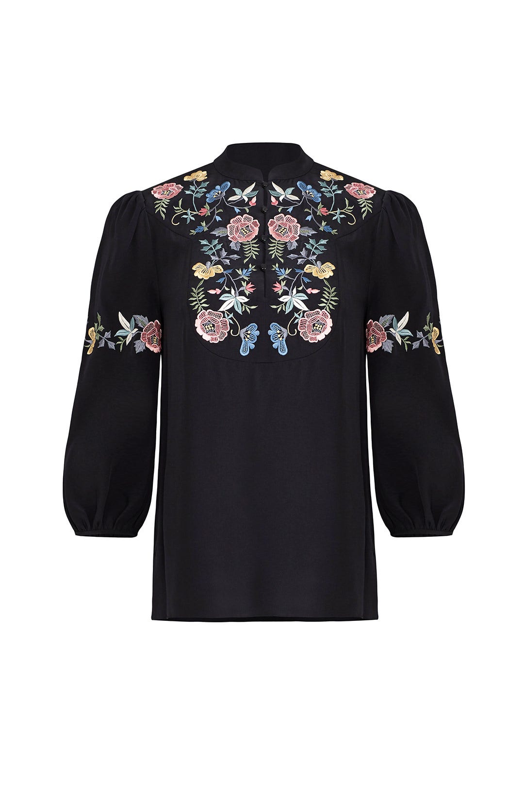 Black Floral Bib Blouse by Vilshenko
