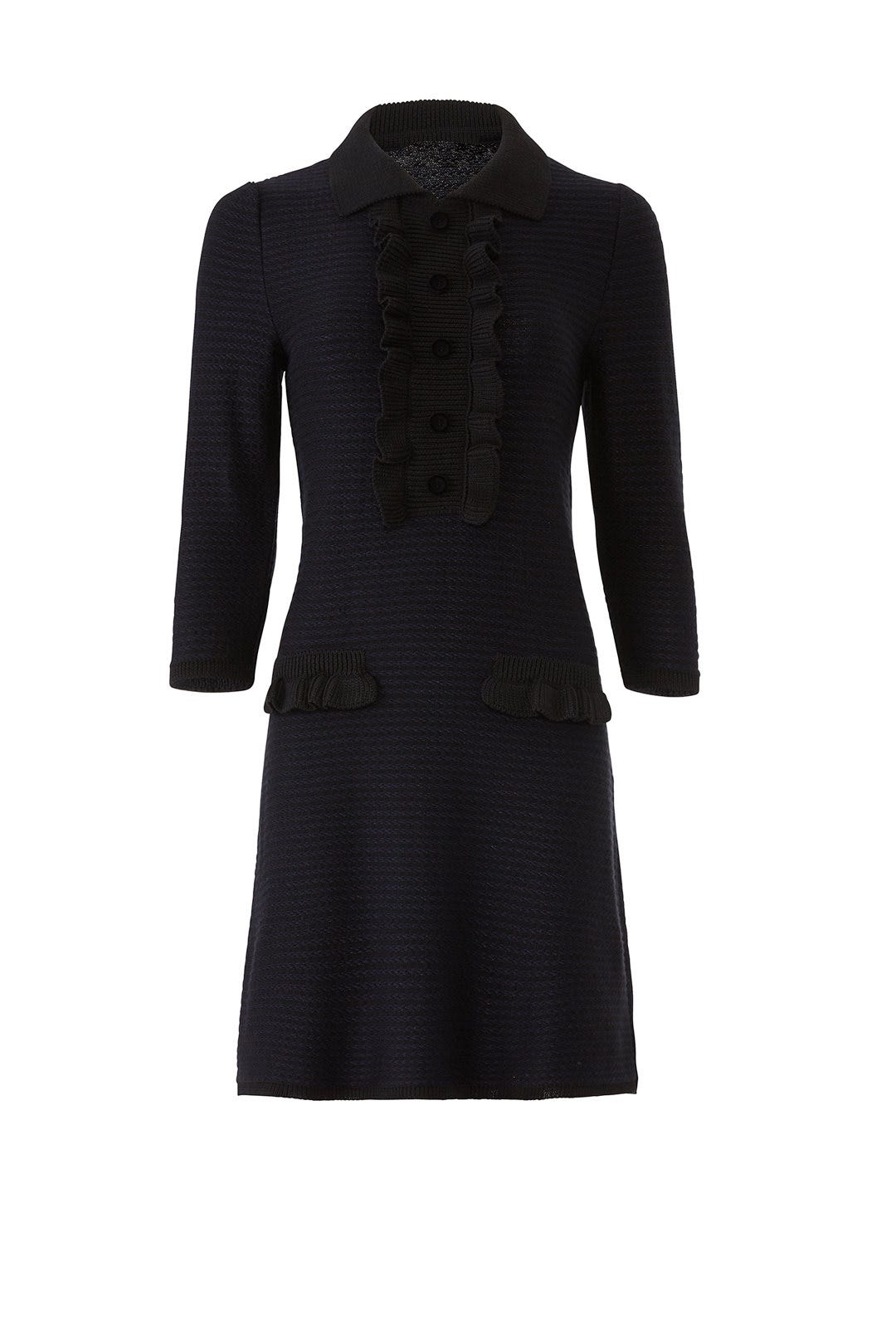 Ruffle Bib Knit Shirtdress by Aldomartins