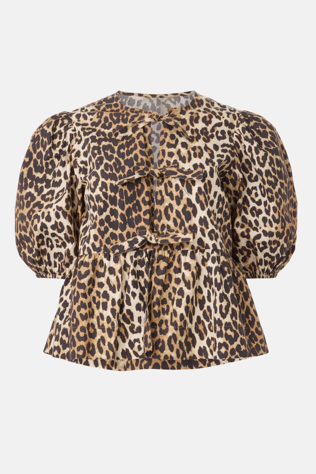 Printed Cotton Poplin Peplum Blouse by GANNI | Rent the Runway