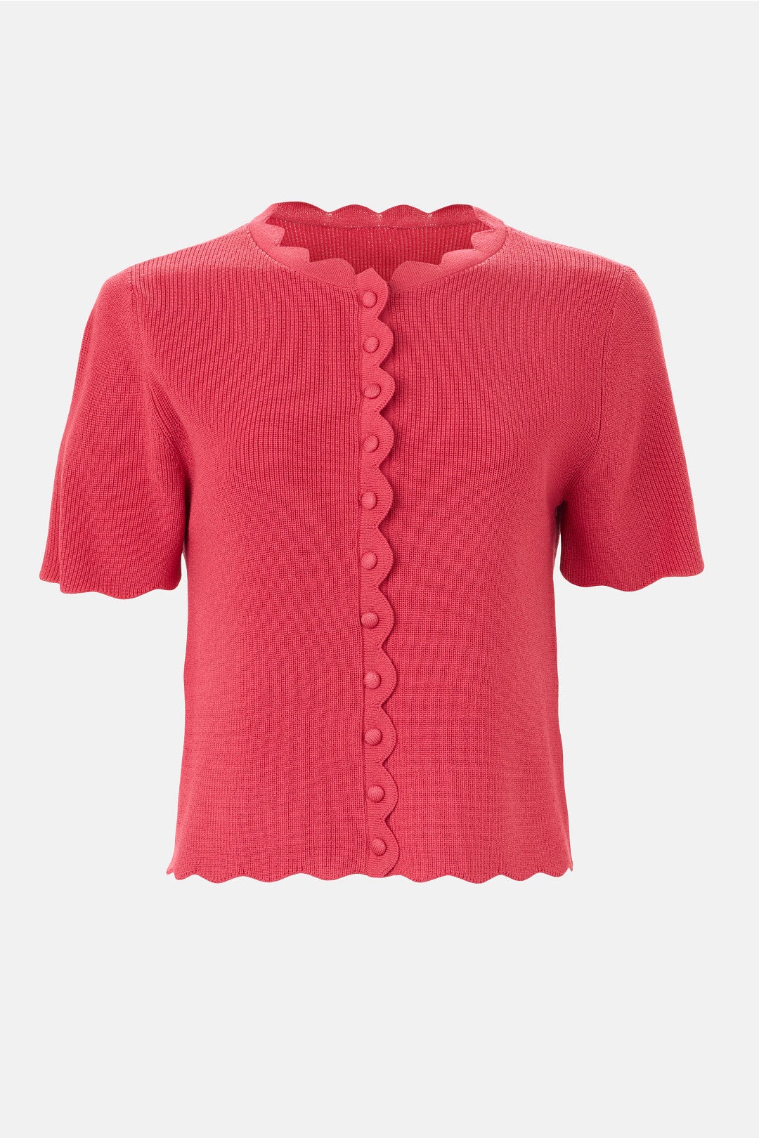 Crew Neck Top with Scallop Edge by CeCe