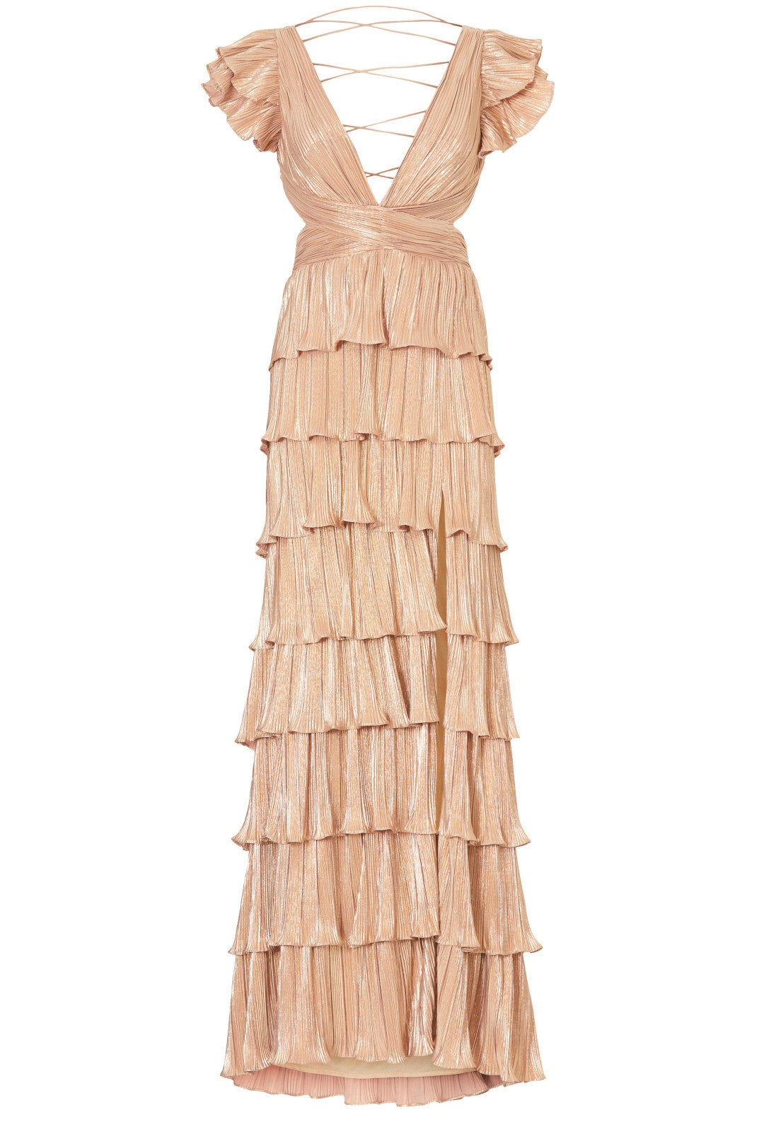 Gold Ruffle Gown by Ieena for Mac Duggal 4