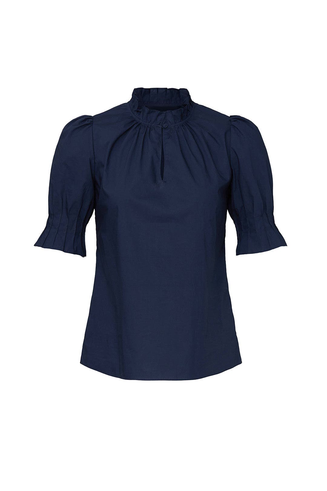 Navy Poplin Ruffle Top by Rebecca Taylor NYC 4