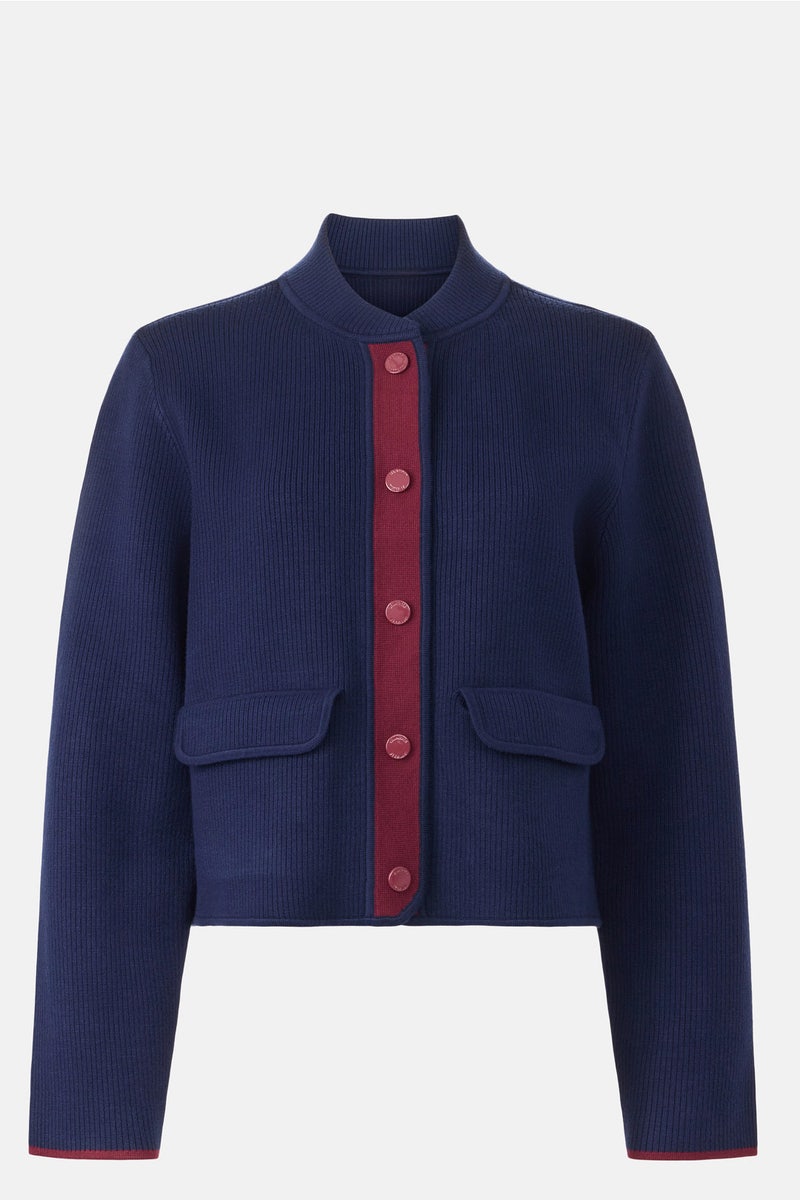 Madouce Navy And Maroon Trim Cardigan by Claudie Pierlot - Photo 4