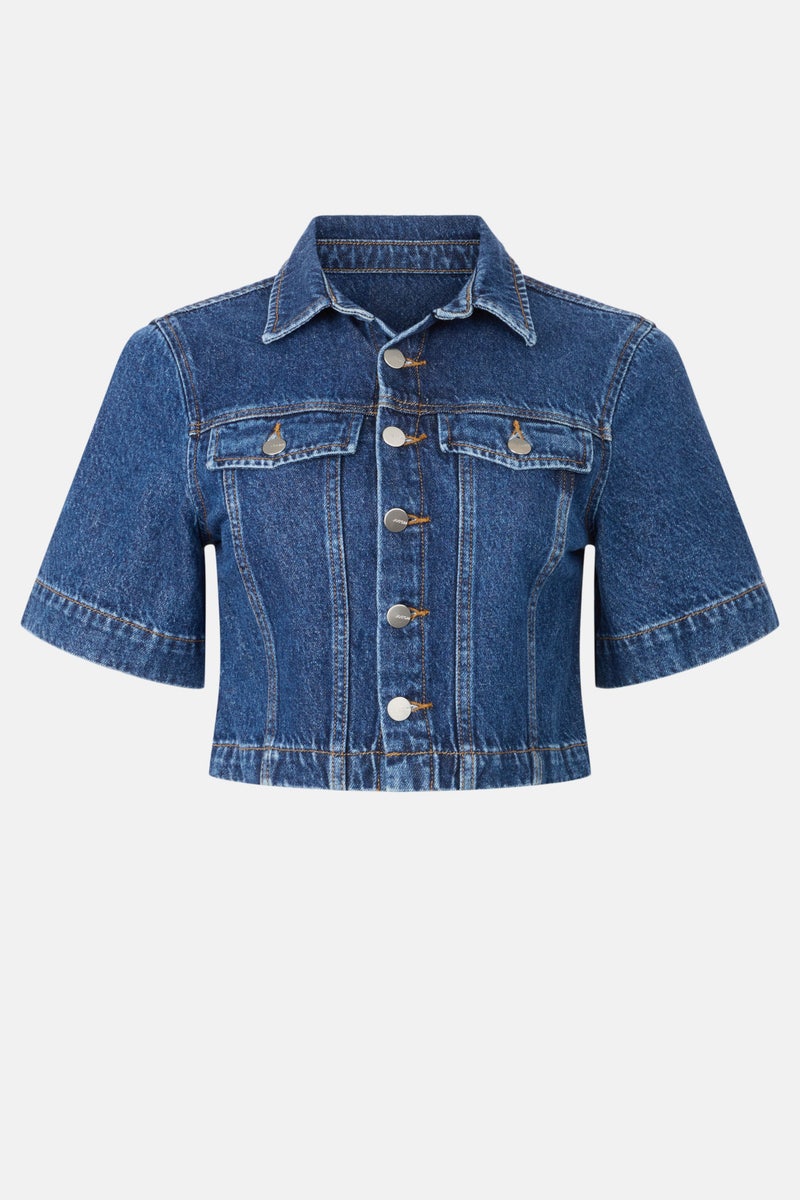 Denim Trucker Short Sleeve Top by Joe's Jeans - Photo 4