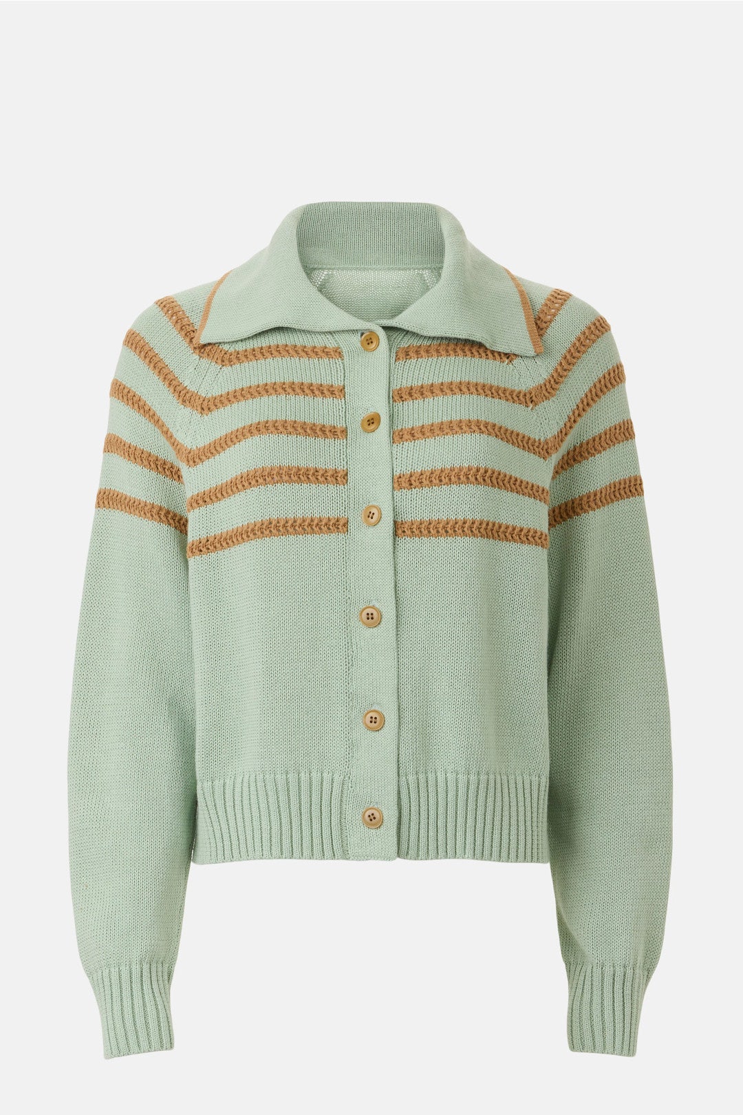 Scholar Striped Collared Cardigan by The Great. 4