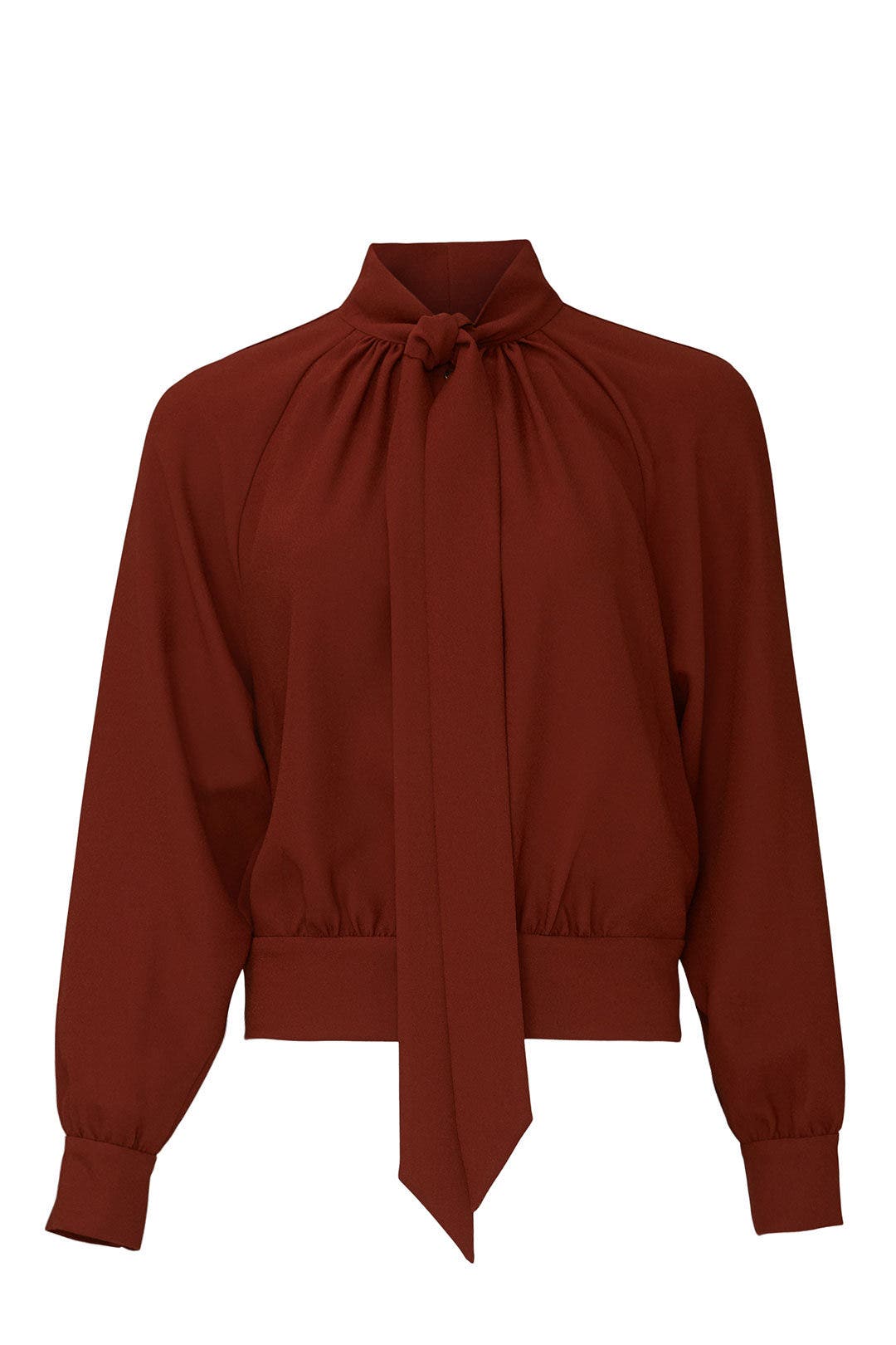 Brown Satin Tie Neck Blouse by Coach 4