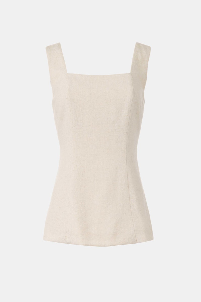 Sleeveless Linen Square Neck Top by Moon River - Photo 4