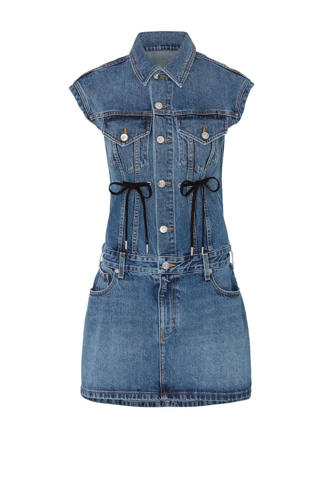 Drawstring Tie Denim Dress by Proenza Schouler White Label 3