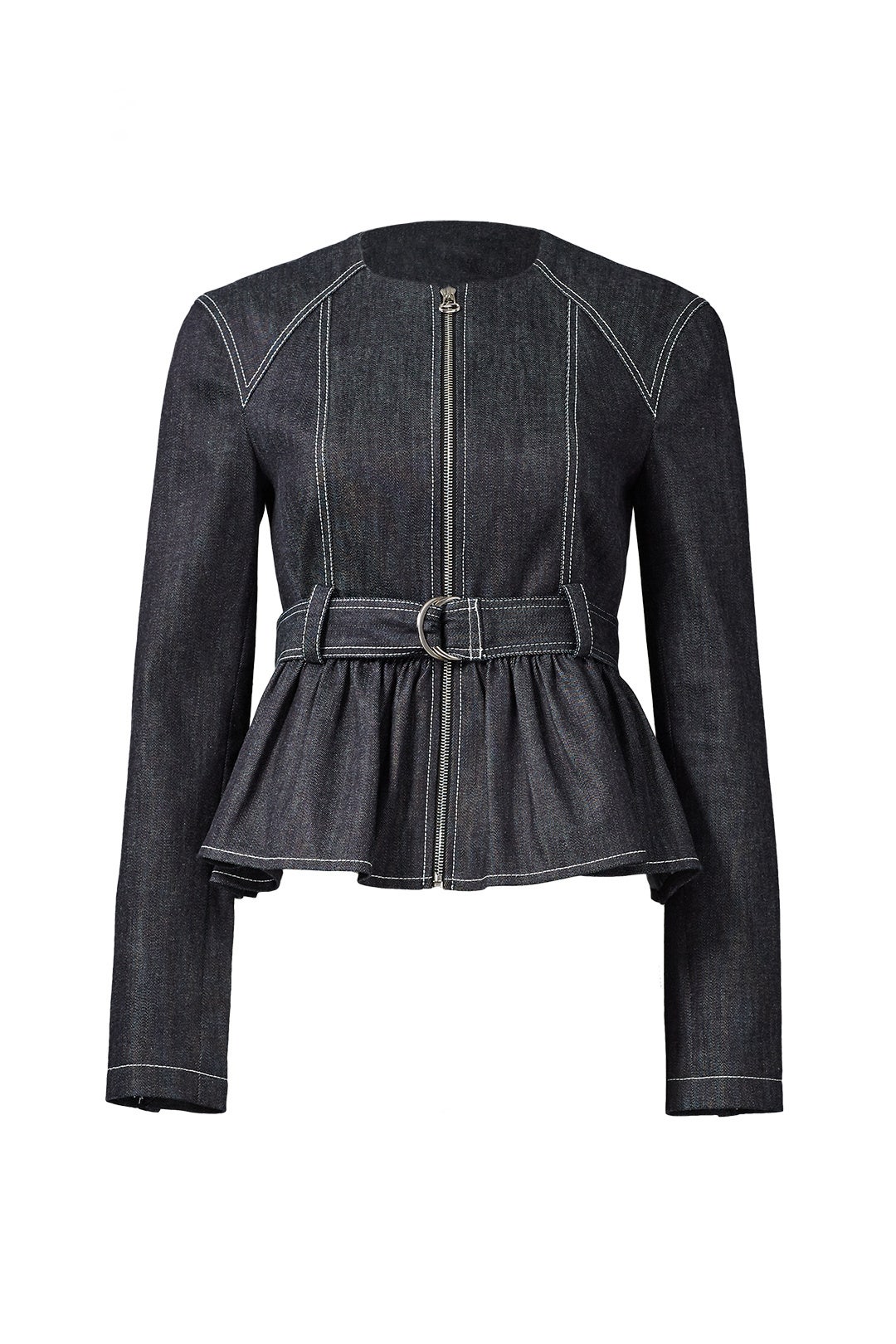 Denim Peplum Belted Jacket by Derek Lam 10 Crosby Rent the Runway