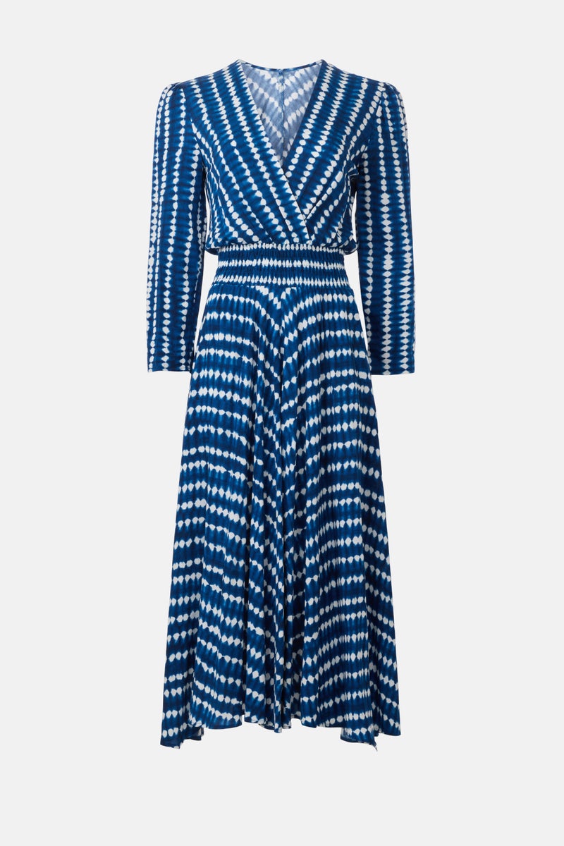 Blue Printed 3/4 Length Sleeve Midi Dress by Maje - Photo 4