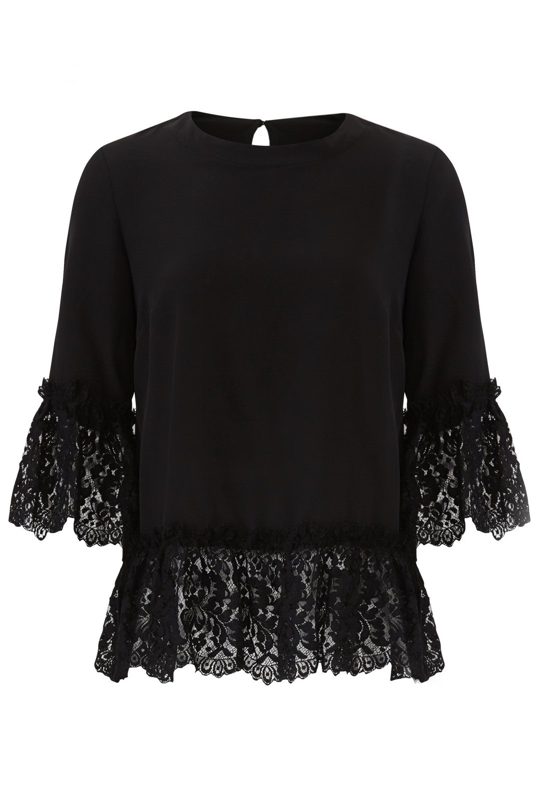 Black Lace Bell Sleeve Top by Nicole Miller 3