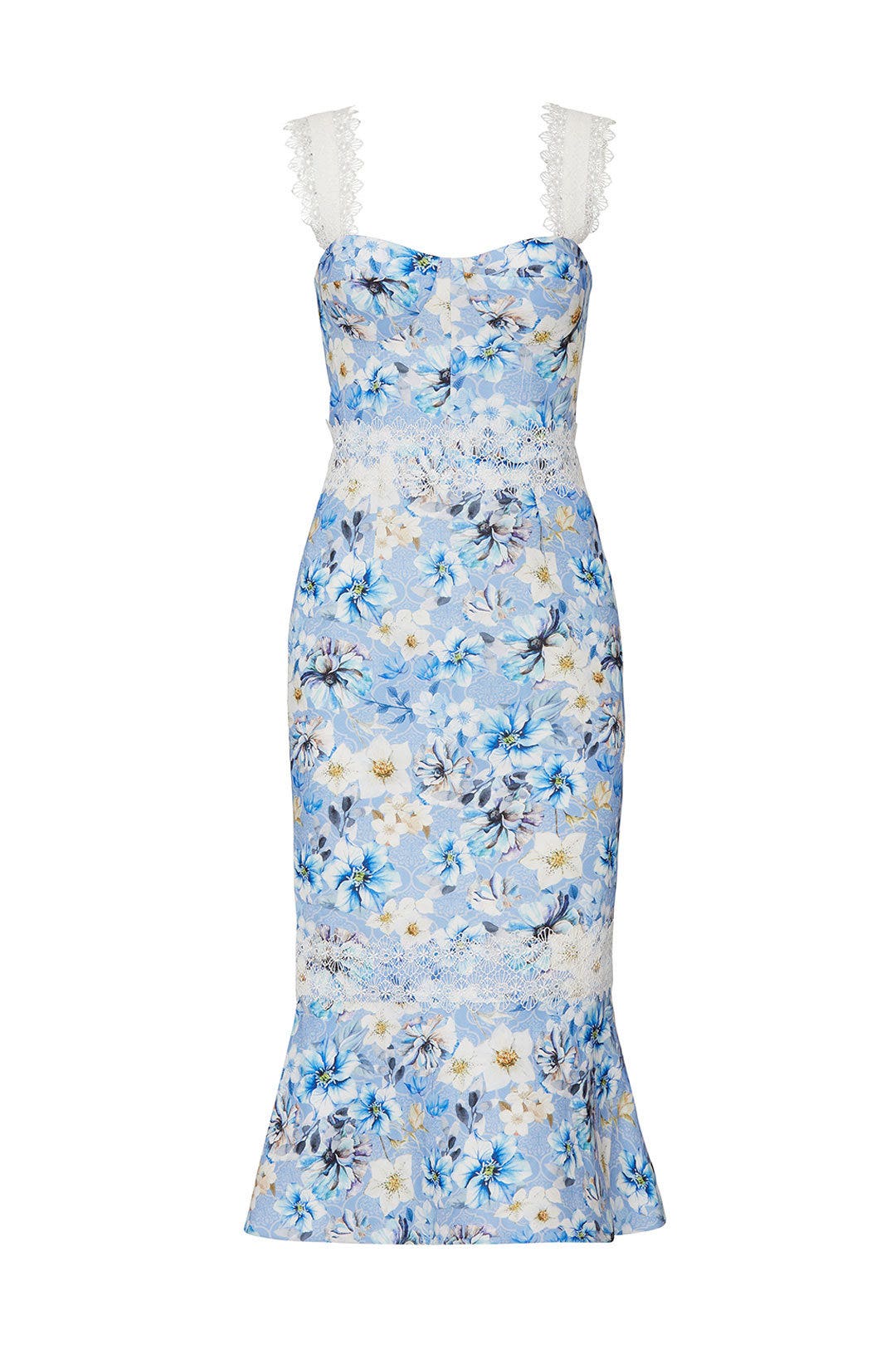 bronx and banco blue floral dress Yana Midi Dress