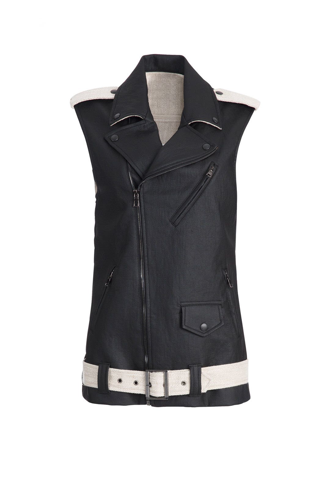 Contrast Moto Vest by Laveer