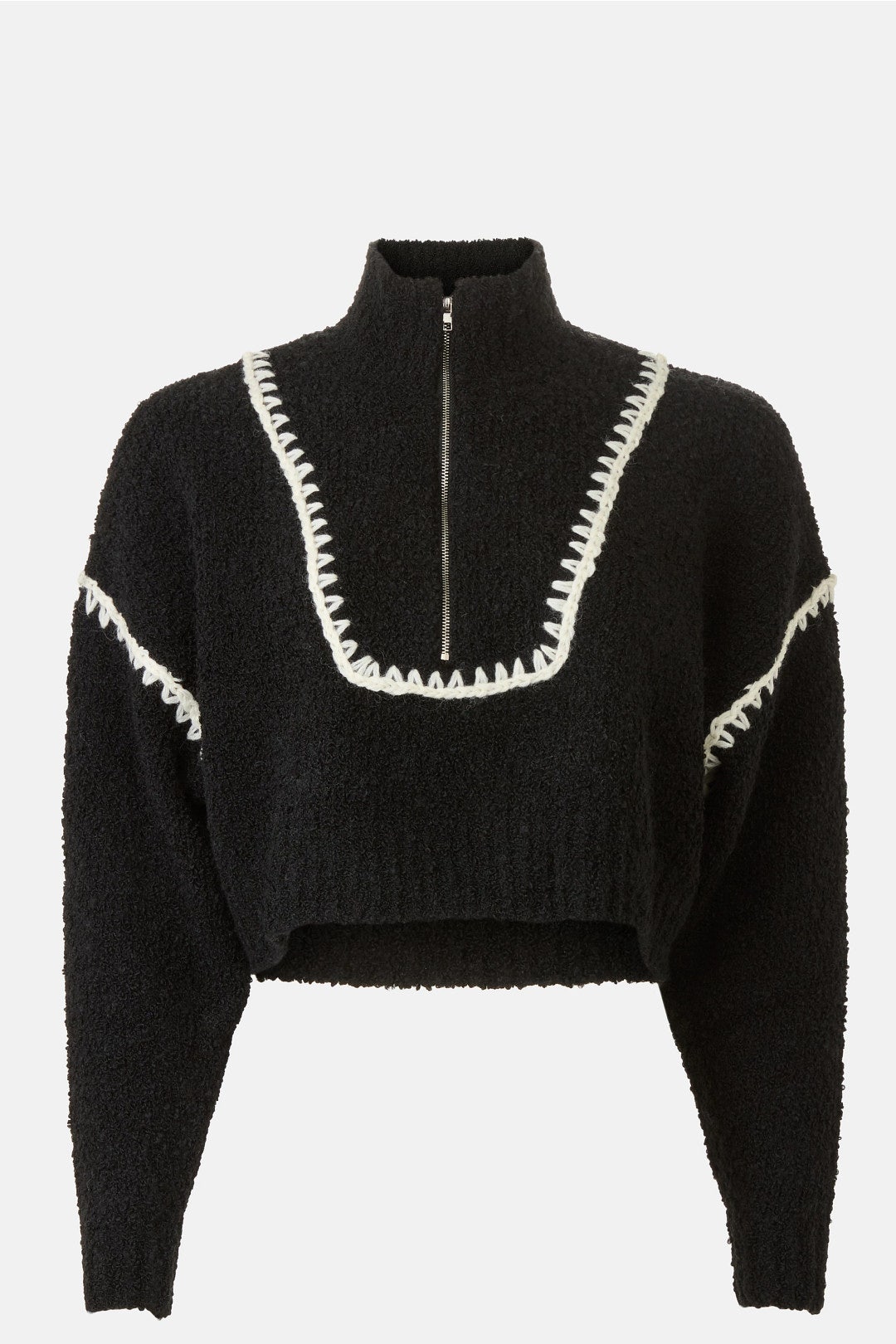 Contrast Stitch Cropped Hampton Sweater