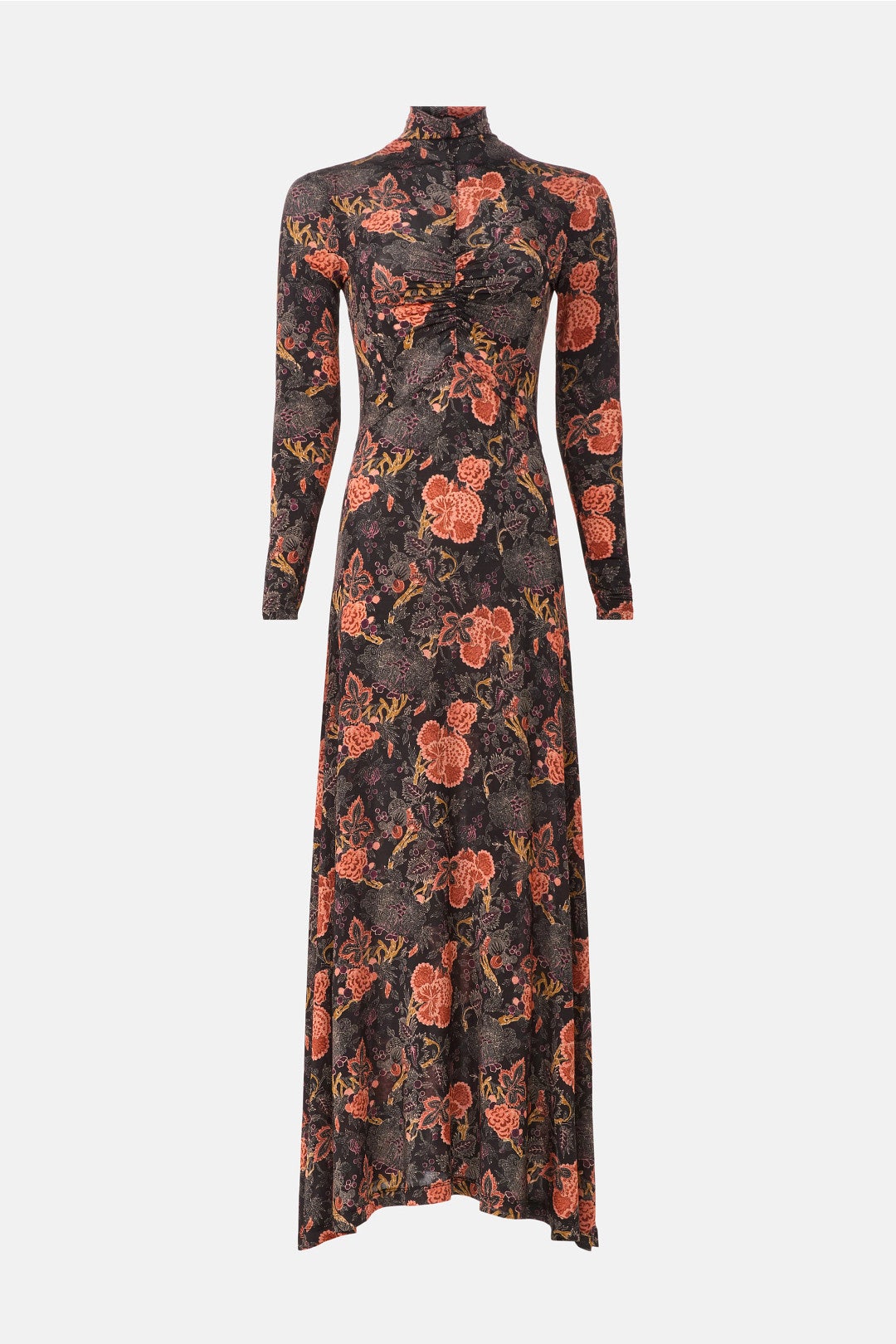 Koa Jersey Ruched Front Turtleneck Dress