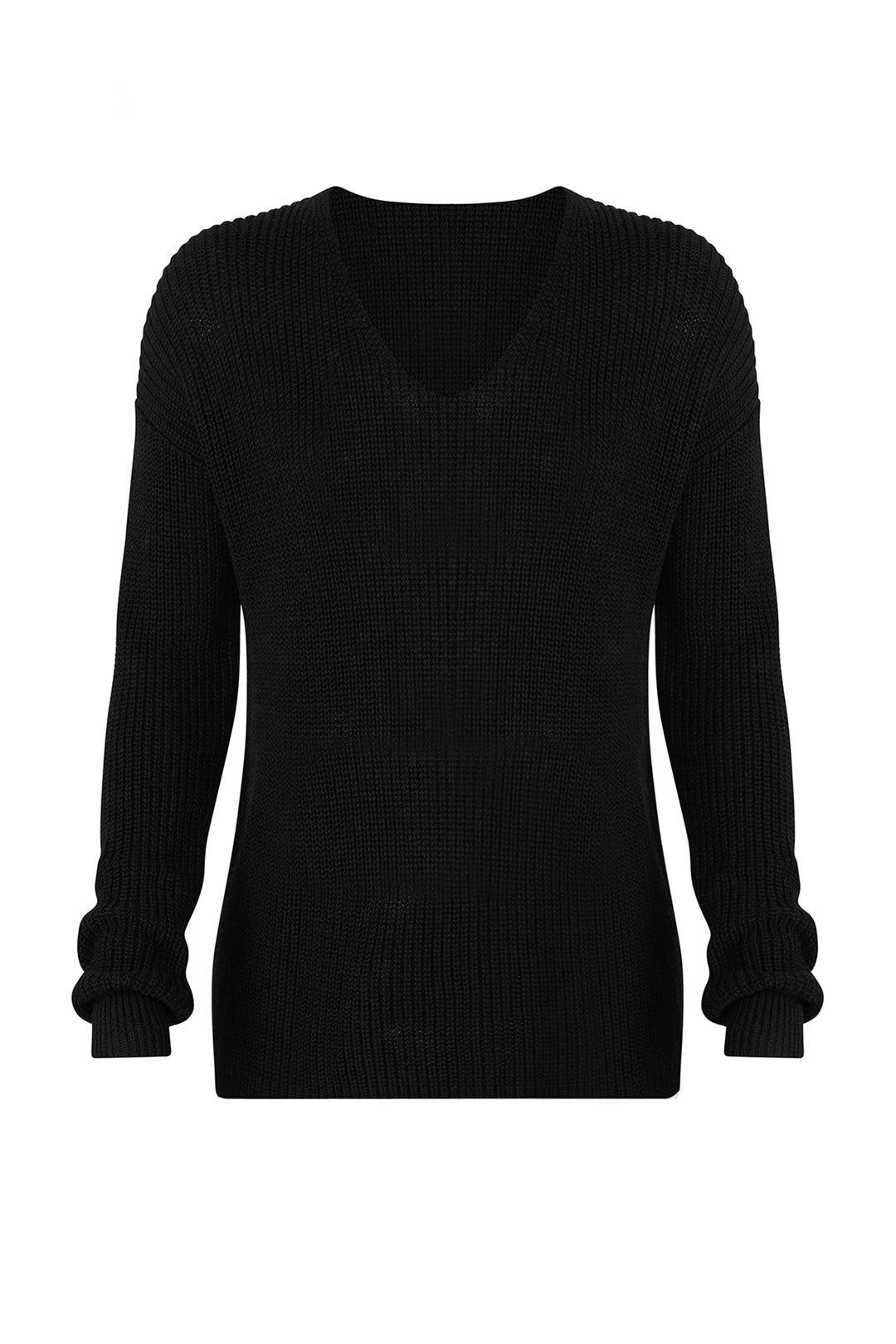 Black Ribbed V Sweater by Michael Stars 3