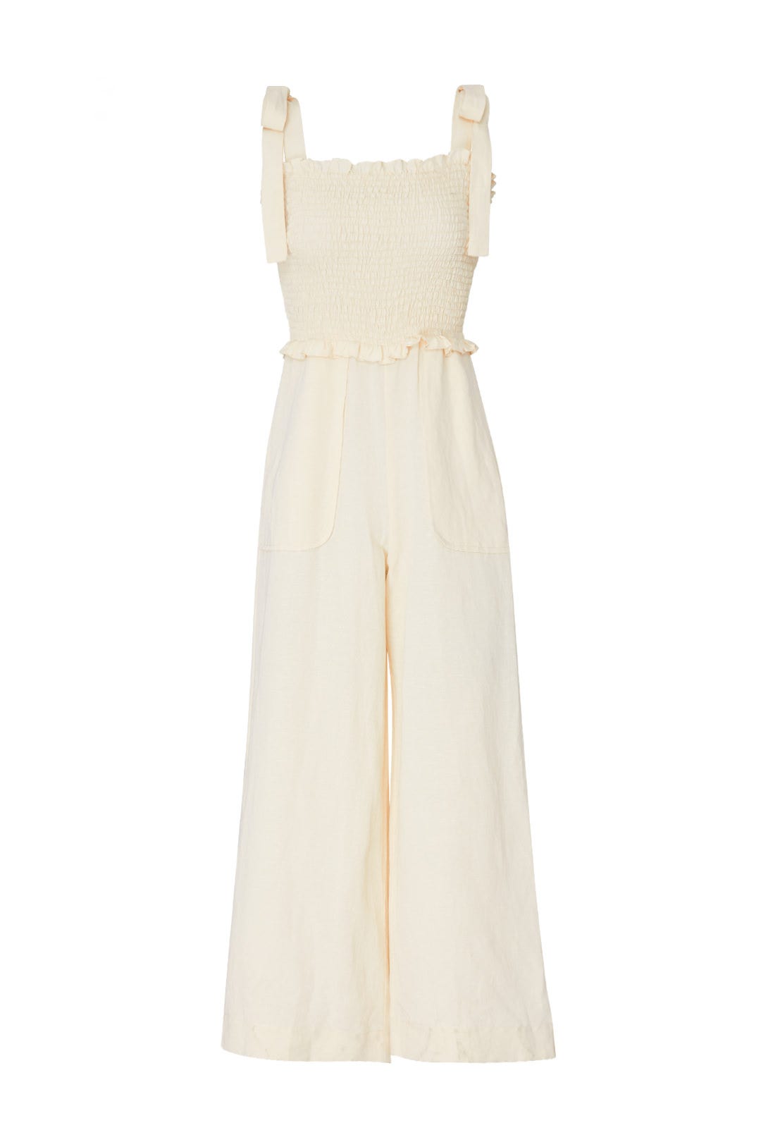 Cream Smocked Jumpsuit by Rebecca Taylor NYC 3