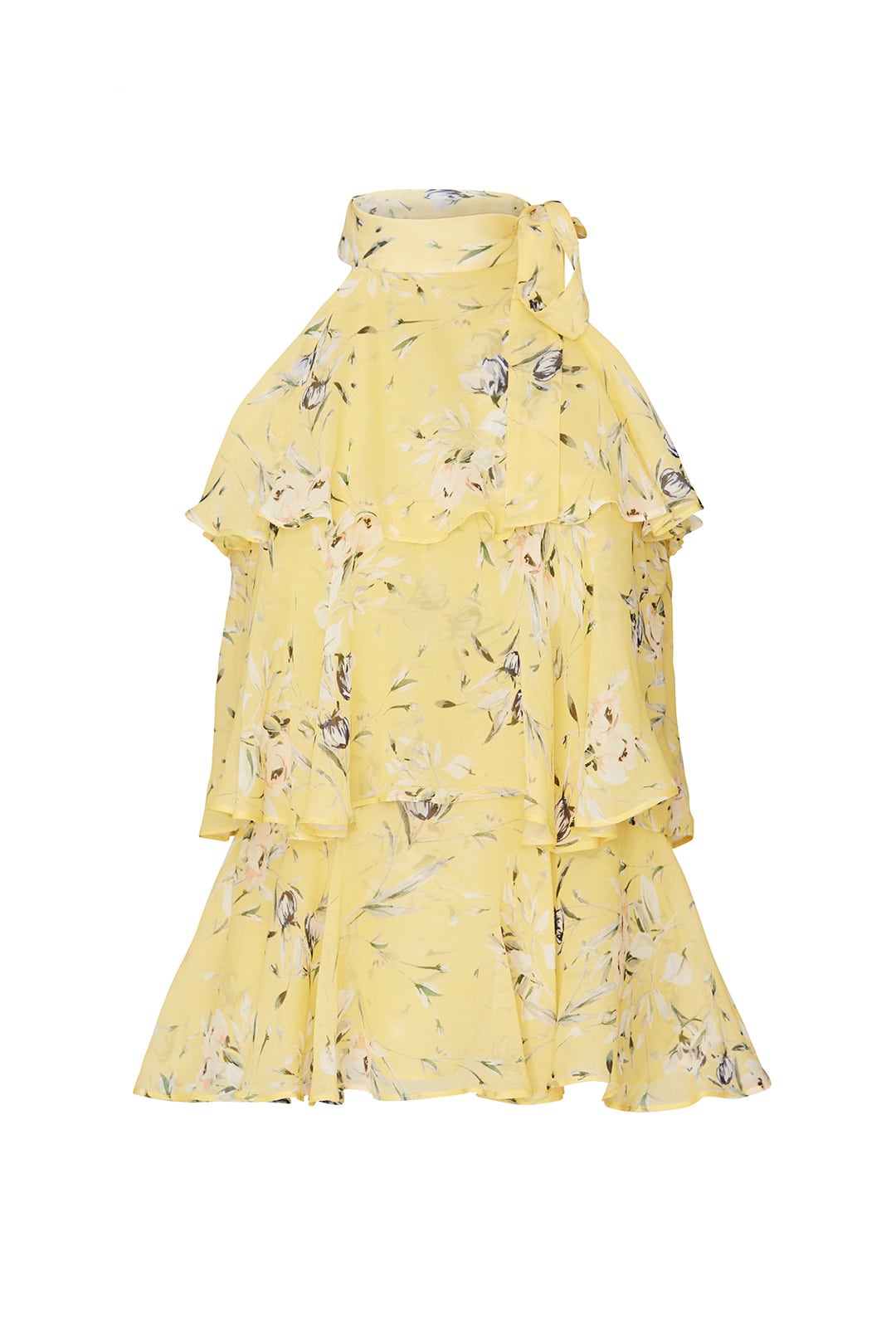 Yellow Floral Tiered Top by ML Monique Lhuillier 3